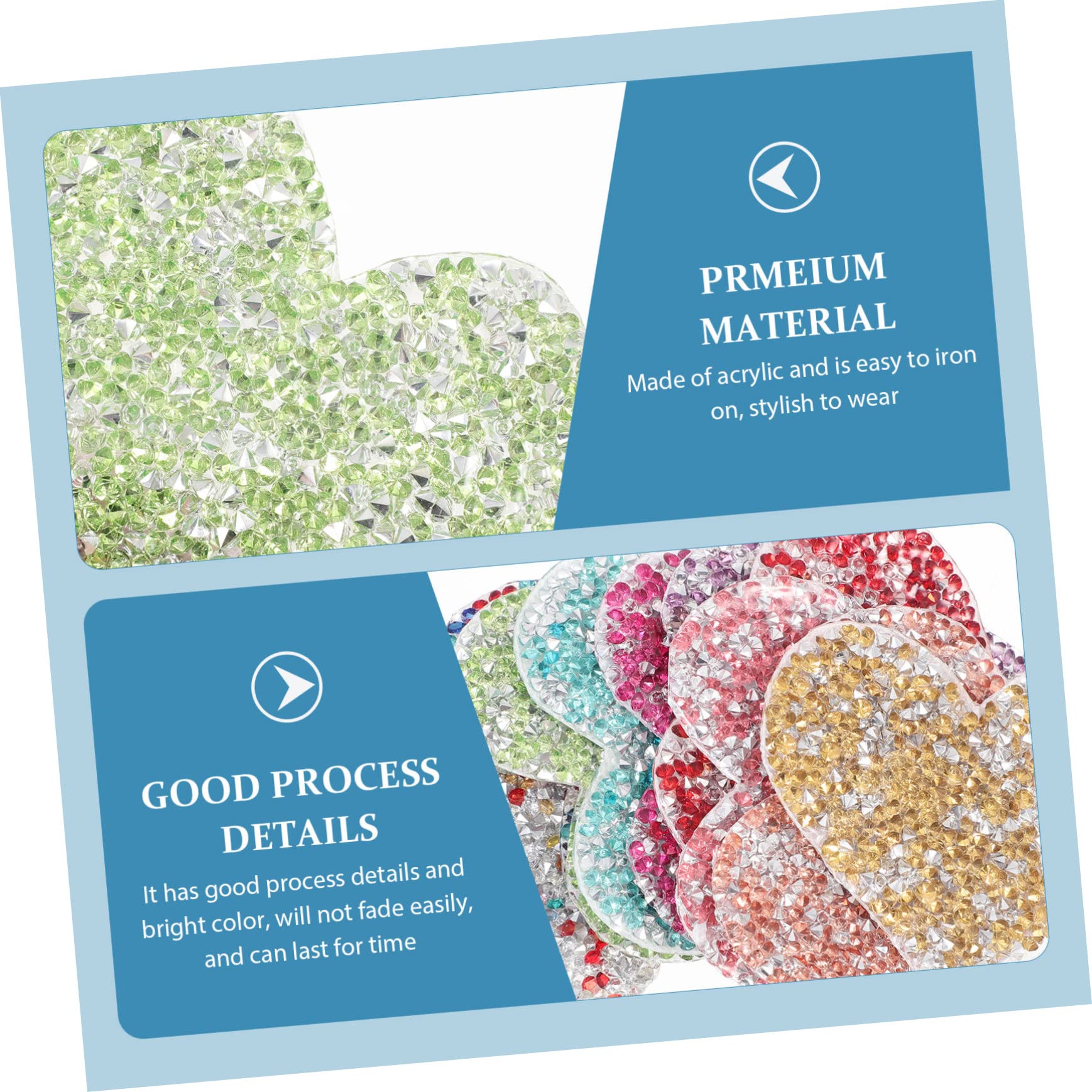 EXCEART 36pezzi Toppe Termoadesive Cuore Strass Per Decorazione Abbigliamento Borse e Cappelli Patch Fai Da Te Per Riparazioni e Decorazioni Creative