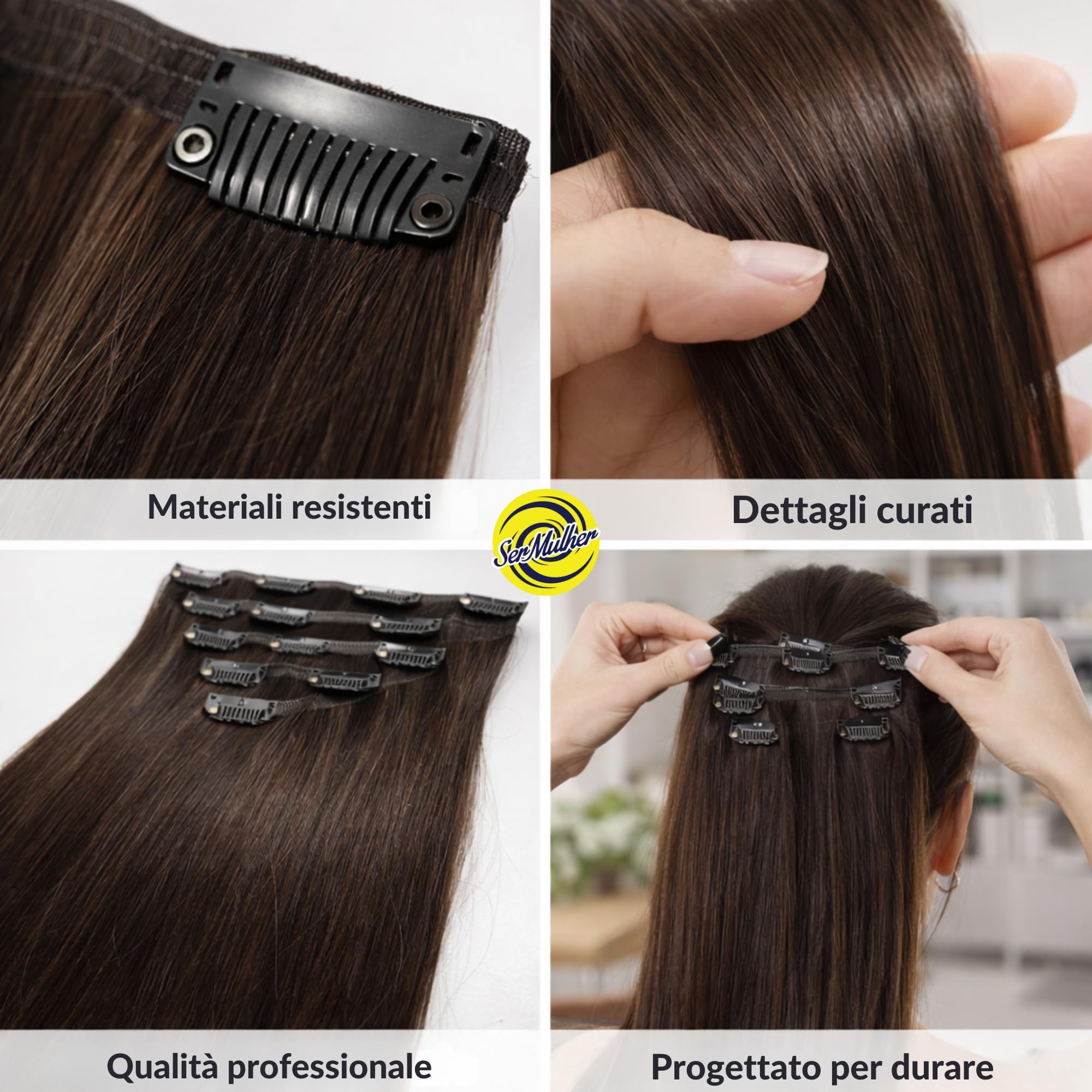 THELMA - Extensiones de pelo + clips, lisas y largas de 60 cm – 7 tejidos/7 piezas, juego para alargar y dar volumen, ligero y suave, fácil aplicación, peso 228 g (rubio natural)