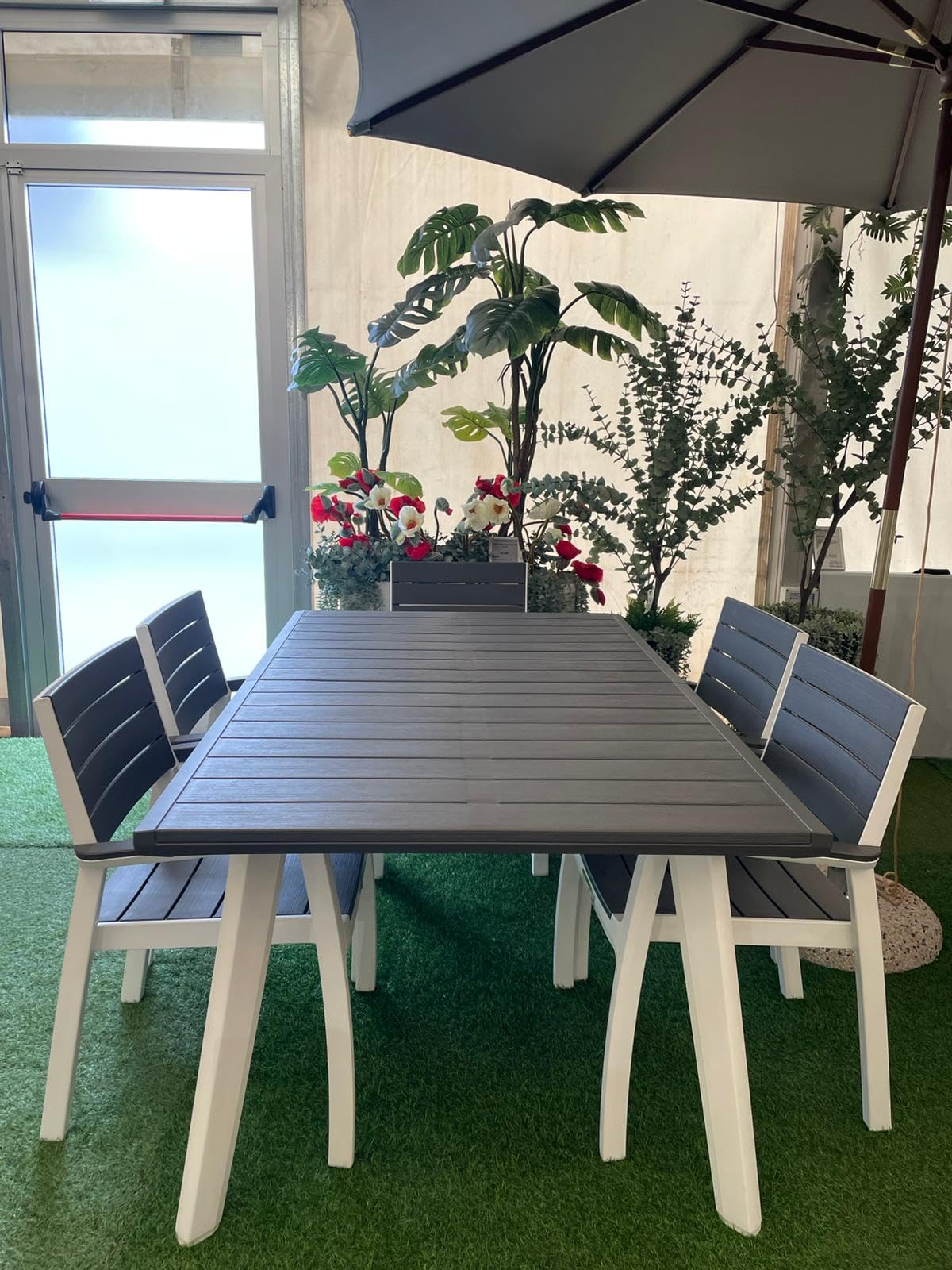 Keter Set da Giardino Tavolo allungabile 160/240 6 Poltrone Bianco/Grigio