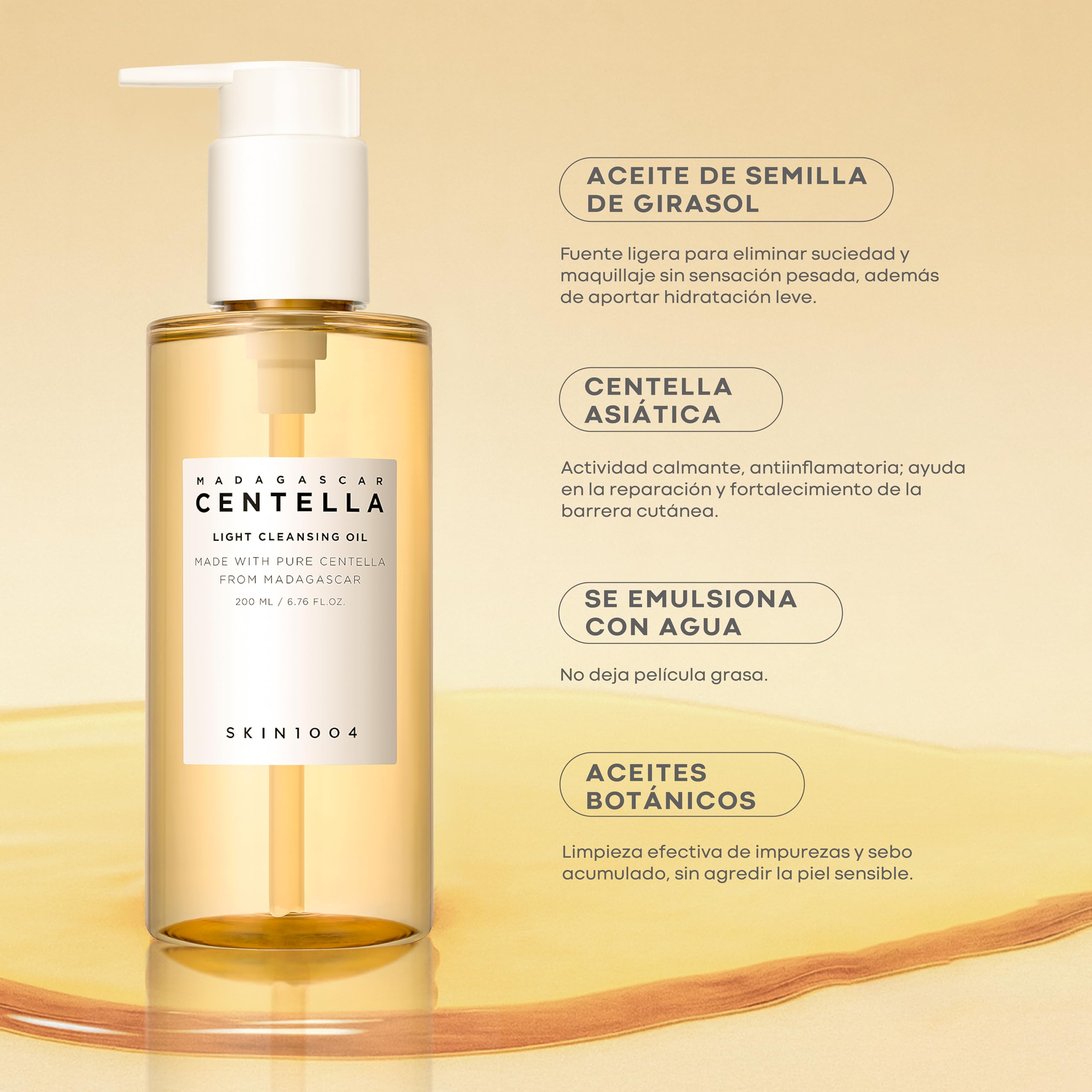 Madagascar Centella Light Cleansing Oil by SKIN1004 for Women – Limpiador de 6,76 oz