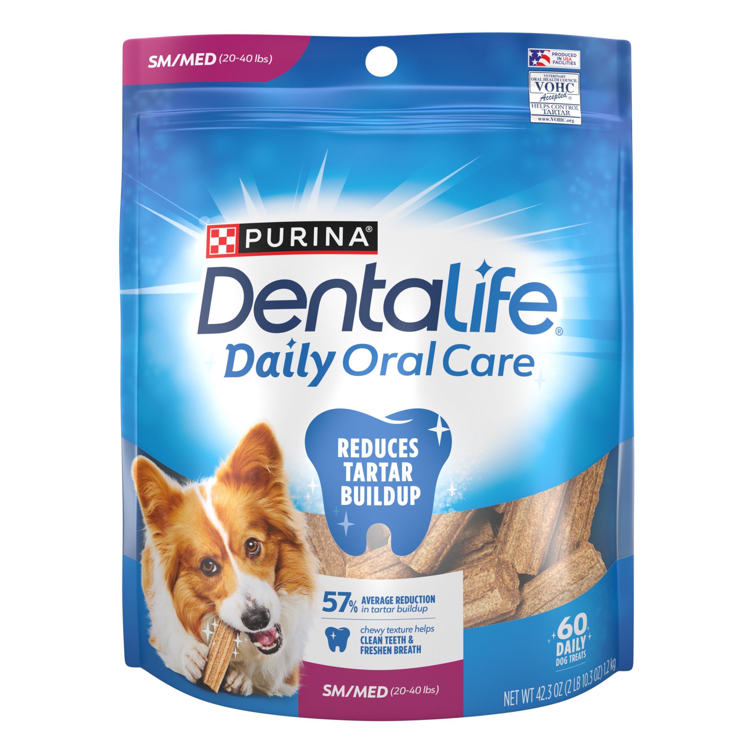Purina DentaLife Daily Oral Care Dog Dental Chews for Small and Medium Breed Dogs - 60 ct.