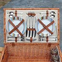 Vista 4 de Picnic at Ascot Dorset - Cesta de picnic estilo inglés con servicio para 4, juego de café y manta - Santa Cruz