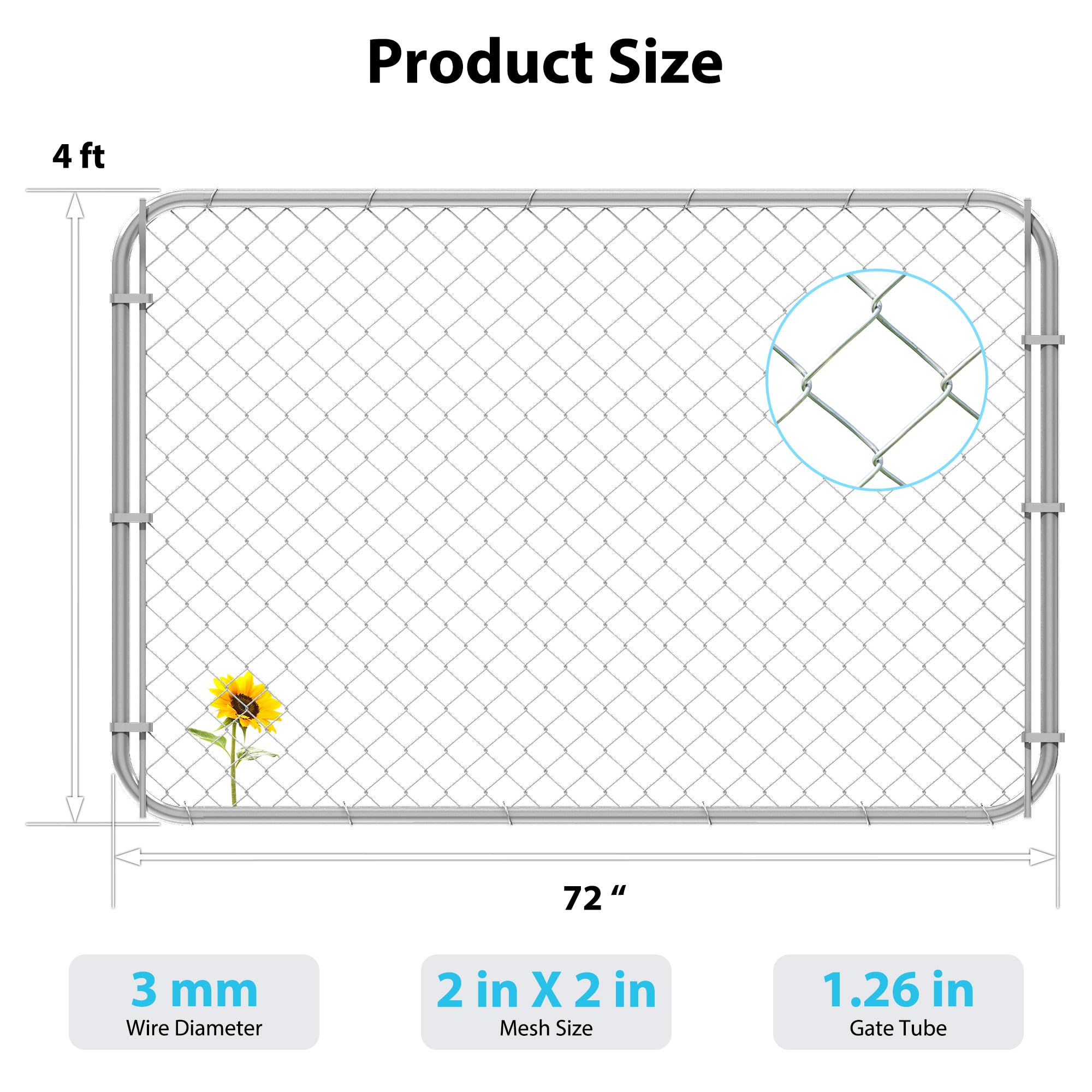 Chain Link Fence Anti-Rust Outdoor Garden Gate Kit,Adjustable Fence Gate