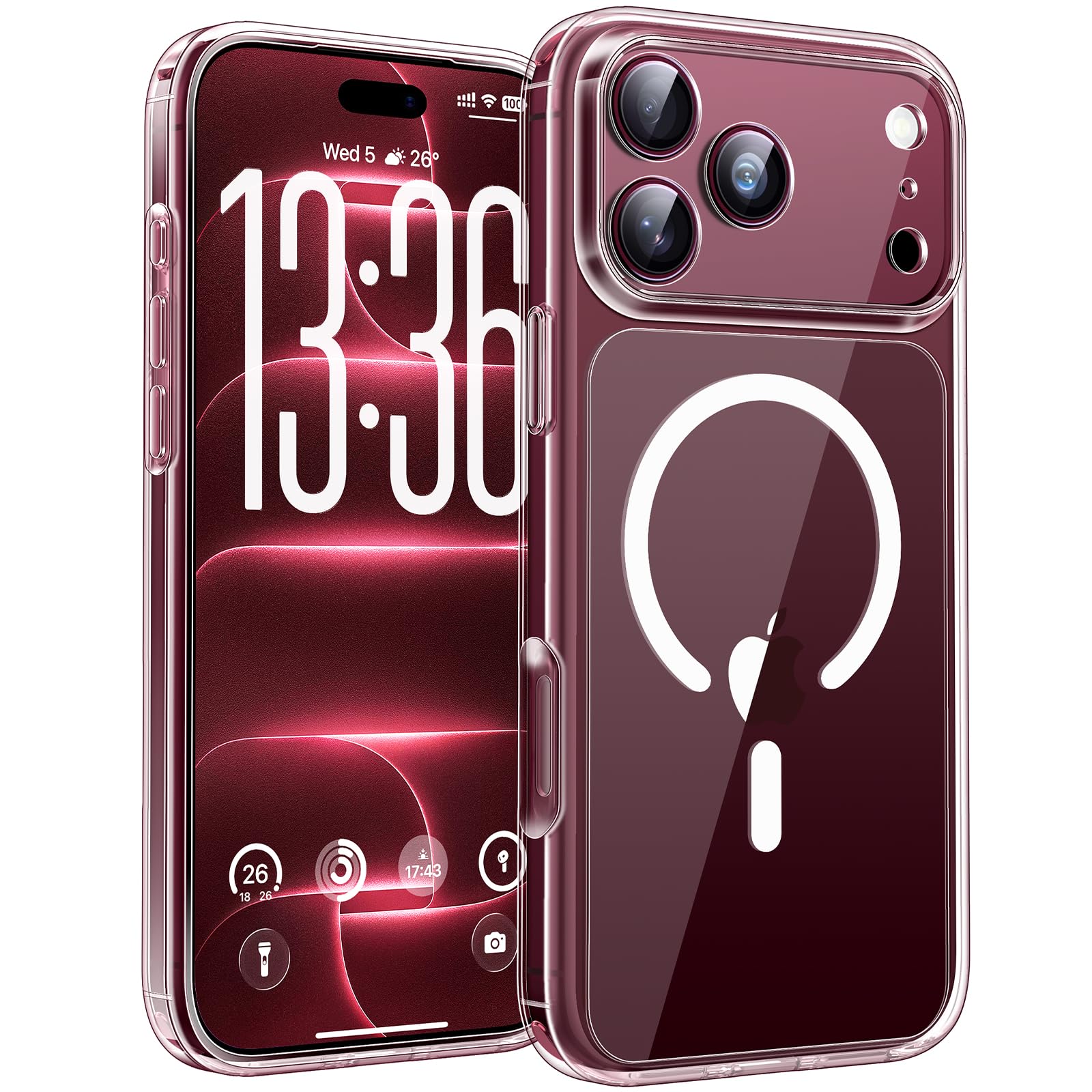 TOCOL Cover per iPhone 18 Pro Max, Compatibile con MagSafe, Non Ingiallisce, Protezione Fotocamera Integrata, Protezione Tasto Fotocamera, Custodia Sottile Antiurto Militare e Antigraffio, Trasparente