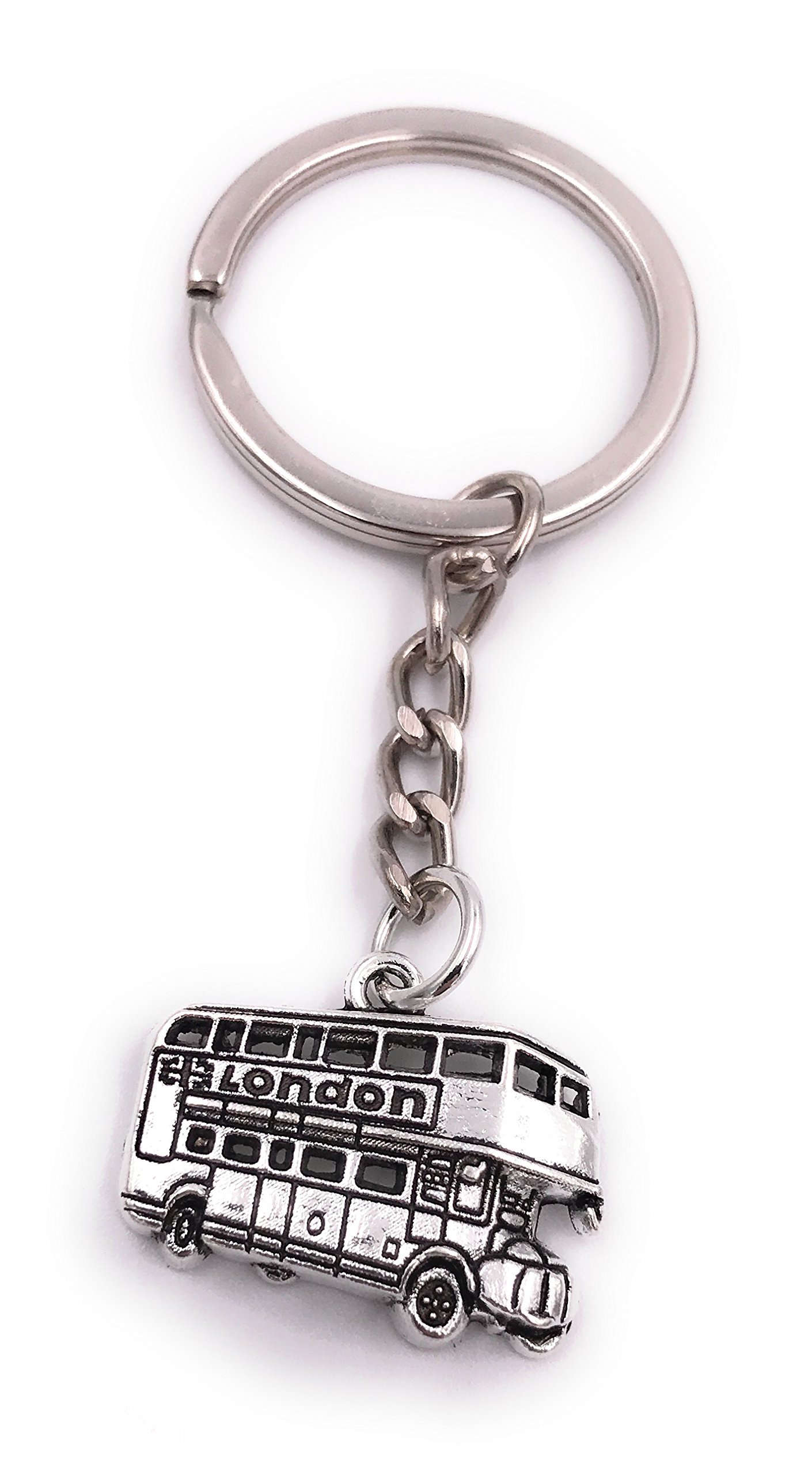 H-Customs London Bus Keychain Pendant Silver Metal