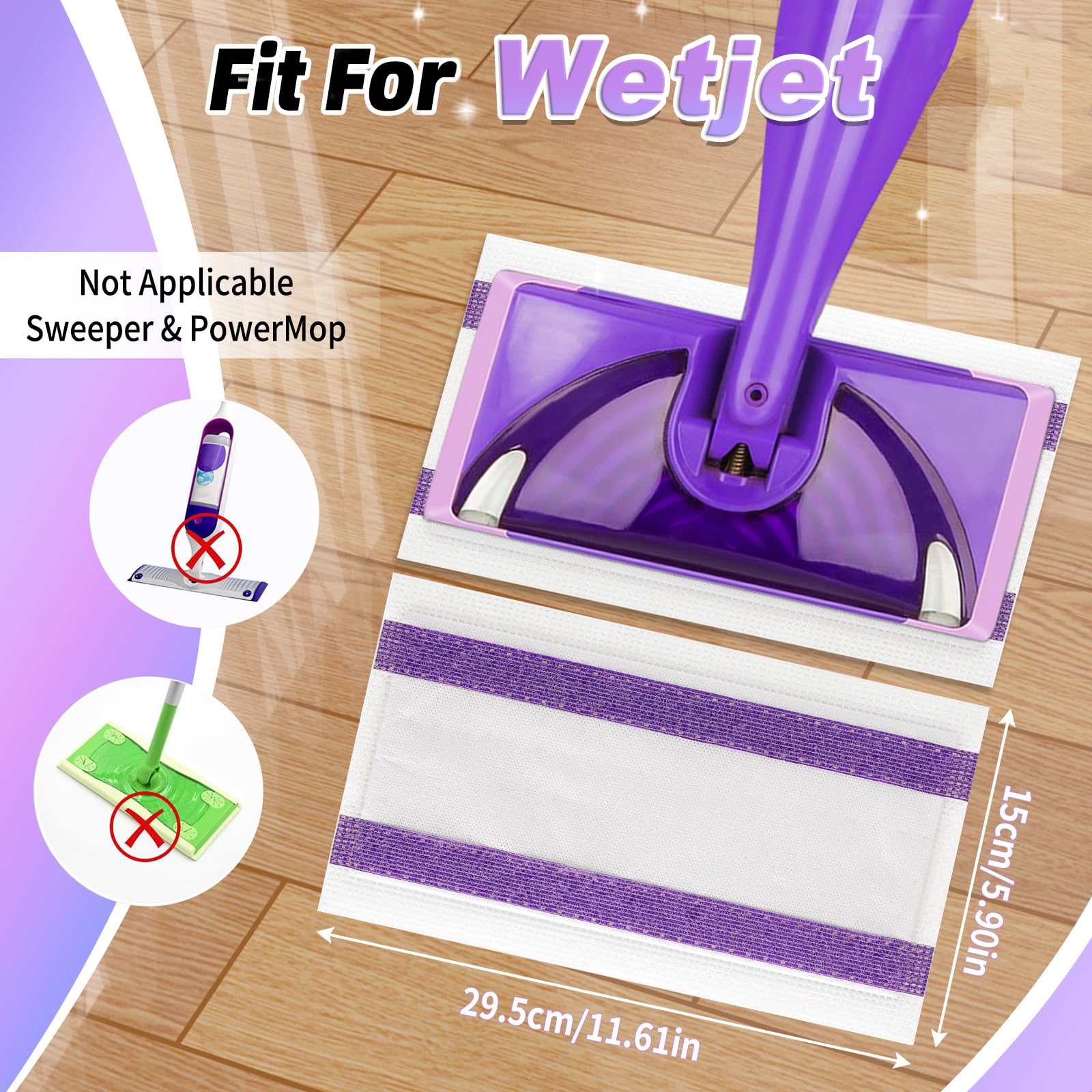 40 almohadillas de fregona desechables para mopa húmeda, repuesto para almohadillas húmedas Swiffer Wet Jet, repuesto compatible con almohadillas Swiffer Wet Jet de grosor y absorbentes para el hogar