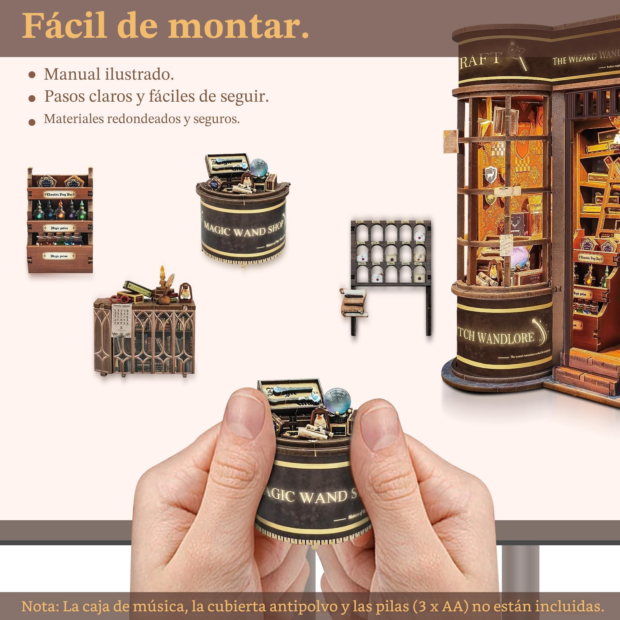 DIY Book Nook Kit: Casas en Miniatura para Montar con Muebles - Maquetas Adultos Decoración Creativa para Estanterías y Luces LED