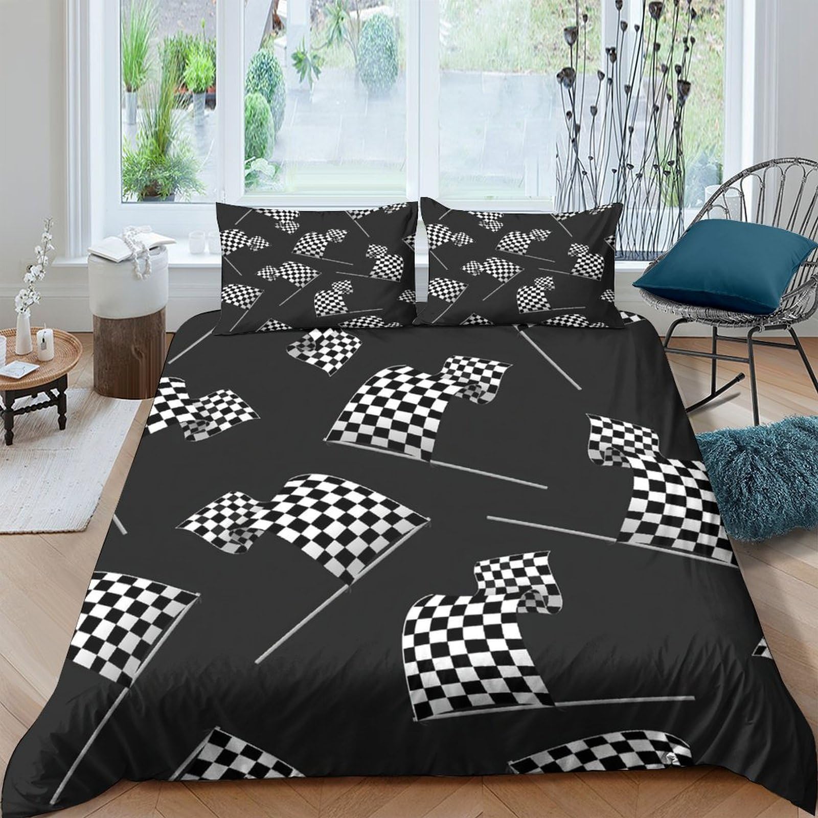 Ctjqhvkz Style-8 3D Printed Checkerboard Poodle Fitted Sheet Microfiber Soft Black White Dog Pattern Mattress Cover Bedroom Decor Single（135X200cm）