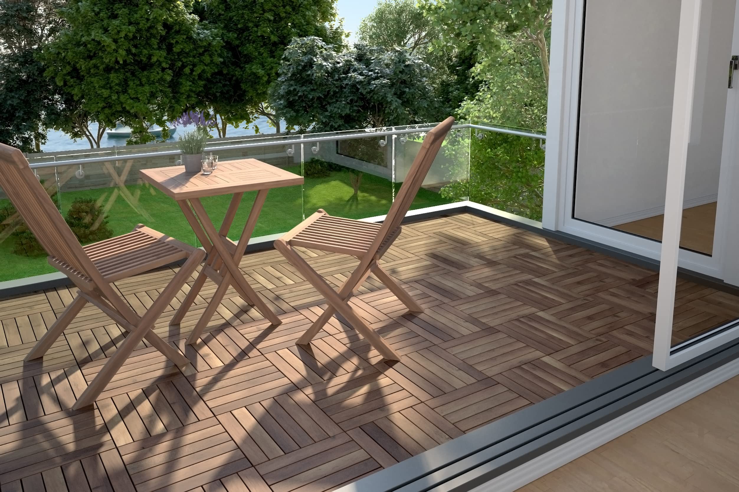 SAM Holzfliese 01 22 Fliesen 2m² 30x30 cm Akazie geölt Drainage Klickfliese | massiv, Bodenbelag mit Drainage, Balkonfliesen, Terrassenfliesen, Klickfliesen, für Balkon Terrasse Garten
