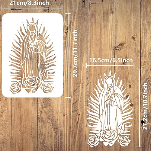 Miniatura 2 de FINGERINSPIRE Plantilla de pintura de Virgen María de 11.7 x 8.3 pulgadas, reutilizable, plantilla de dibujo de Nuestra Señora, personaje religioso,