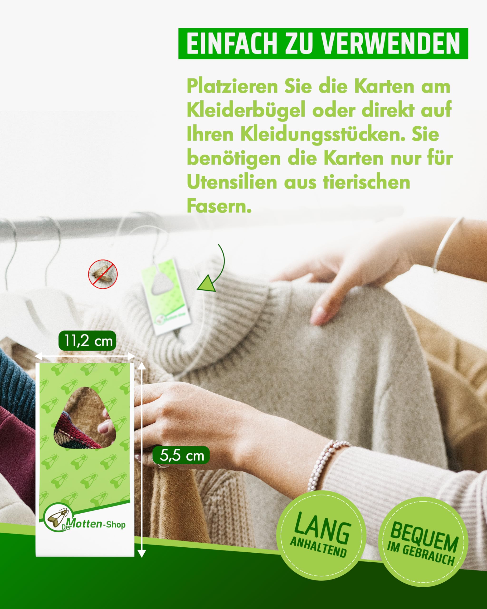 Der Motten-Shop® | 1 Karte à 5 Lieferungen | Schlupfwespen gegen Kleidermotten | biologische & nachhaltige Mottenbekämpfung | umweltfreundliche und giftfreie Alternative