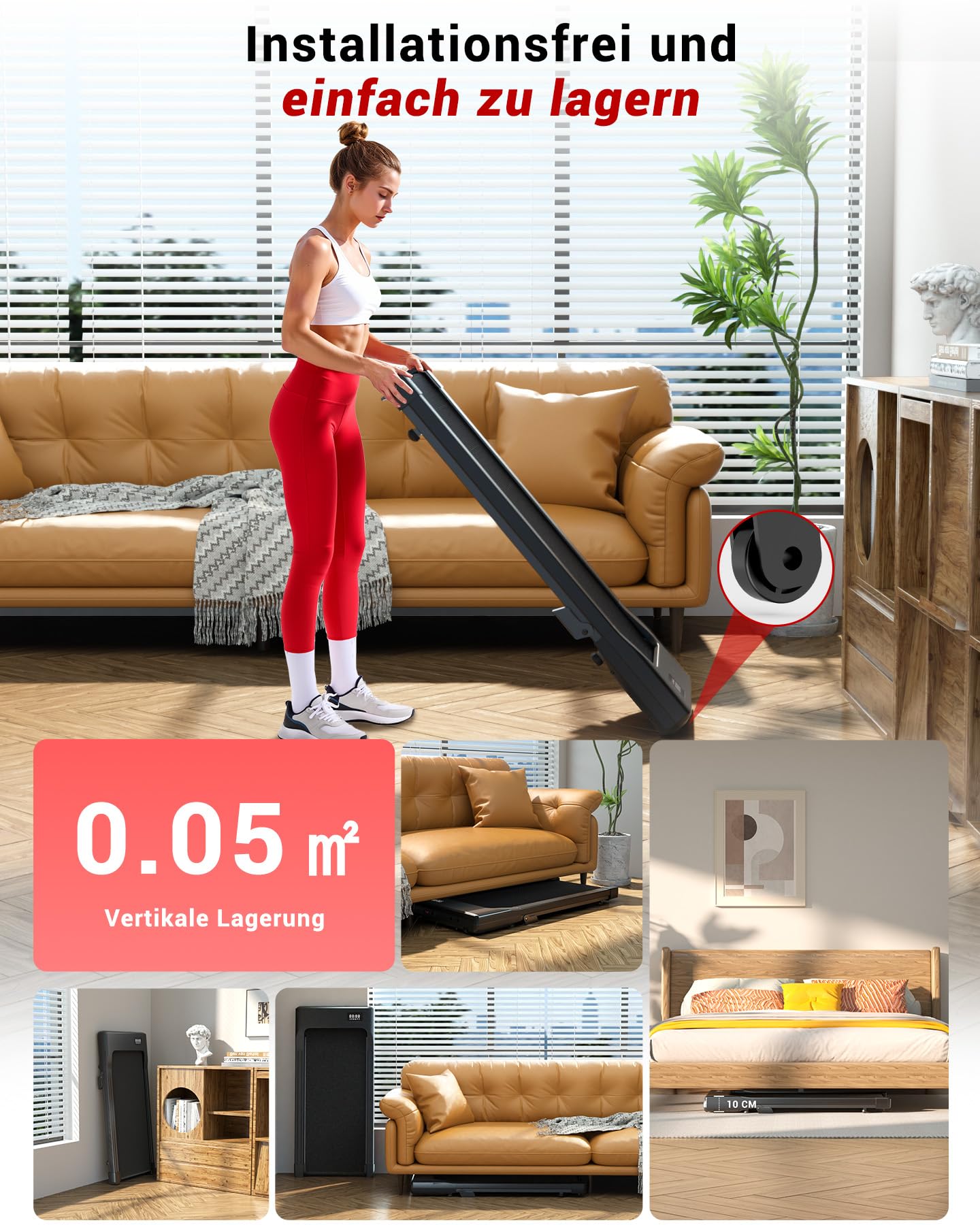 Superun Walking Pad mit Steigung 6%, Laufband für Zuhause mit App max 6km/h und 12km/h Version, Schreibtisch- Laufband bis 136 kg Belastbar mit Multiplayer-Rennen und Trainingskurse Erlebnis vor Ort