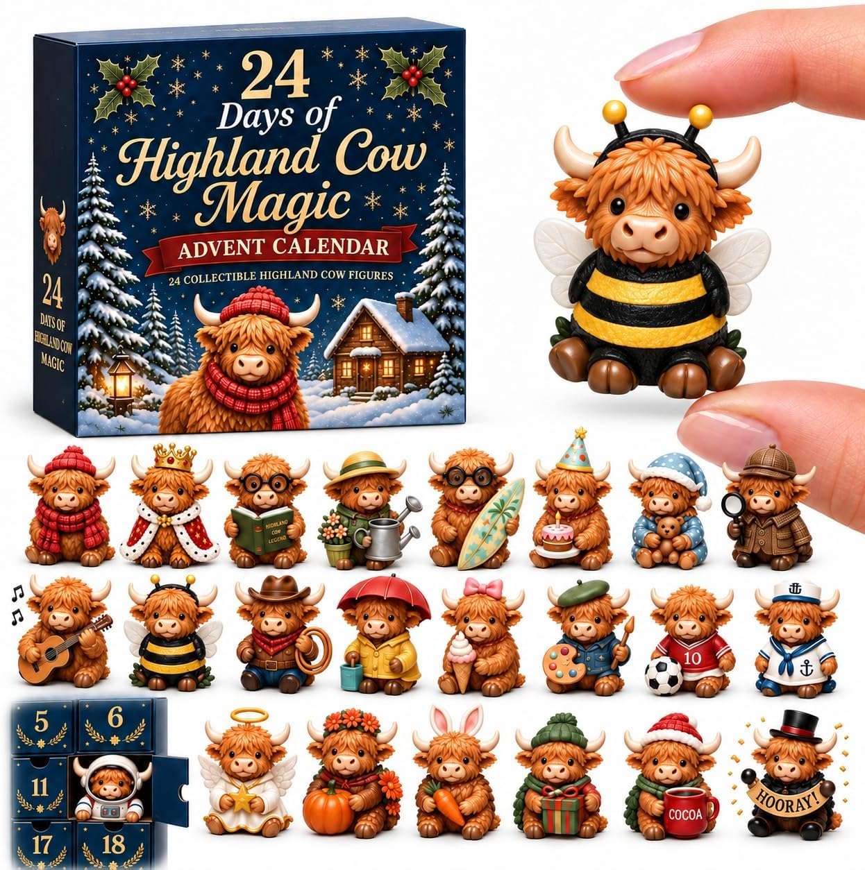 24 Days of 3D Highland Cow Magic Advent Calendar 2026 Christmas (# 01)