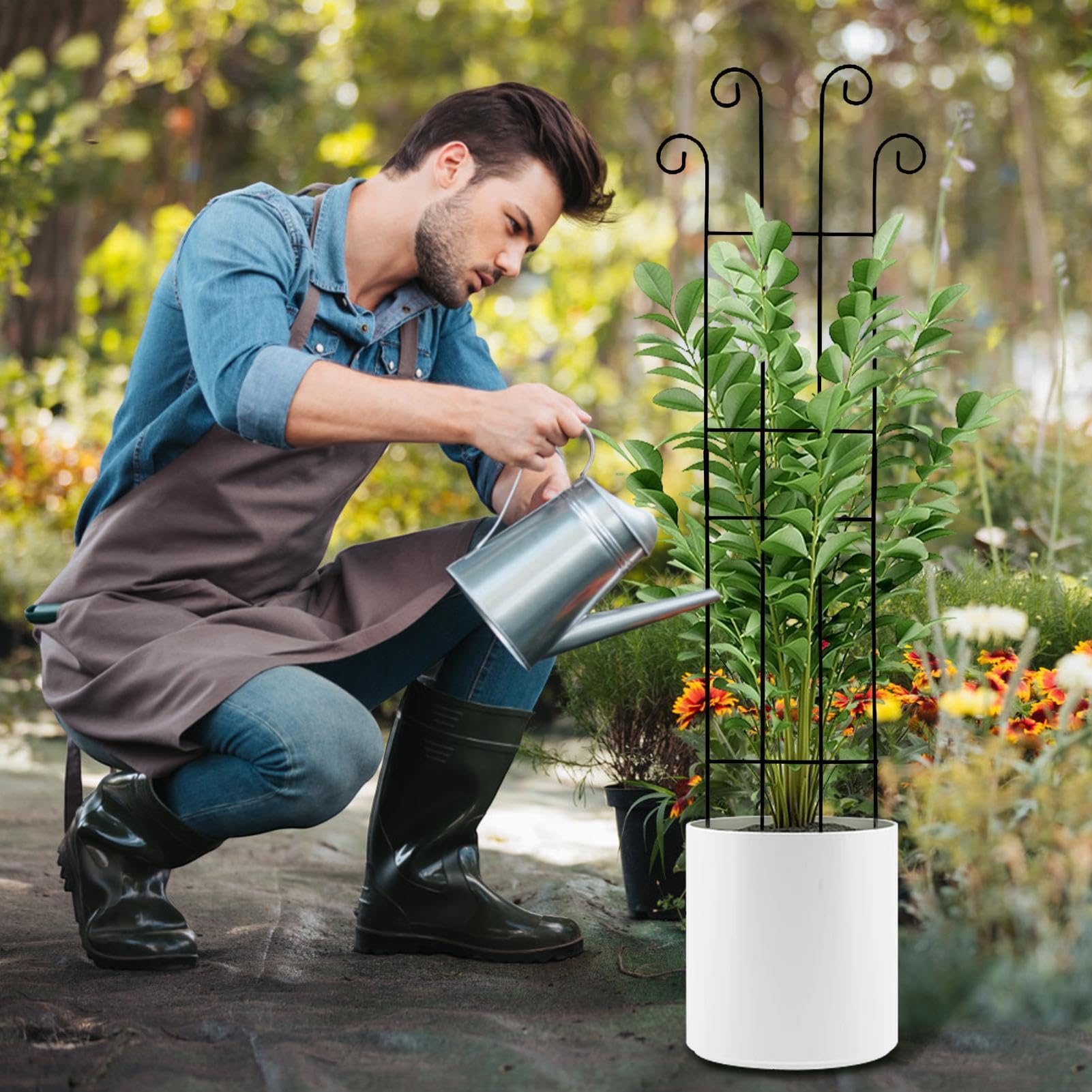 Enrejado Para Plantas Trepadoras De Exterior 4 piezas soportes altos | Enrejado Para Pepino Y Soporte De Plantas Para Interior Y Exterior Maceta Macetero Verdura Hiedr