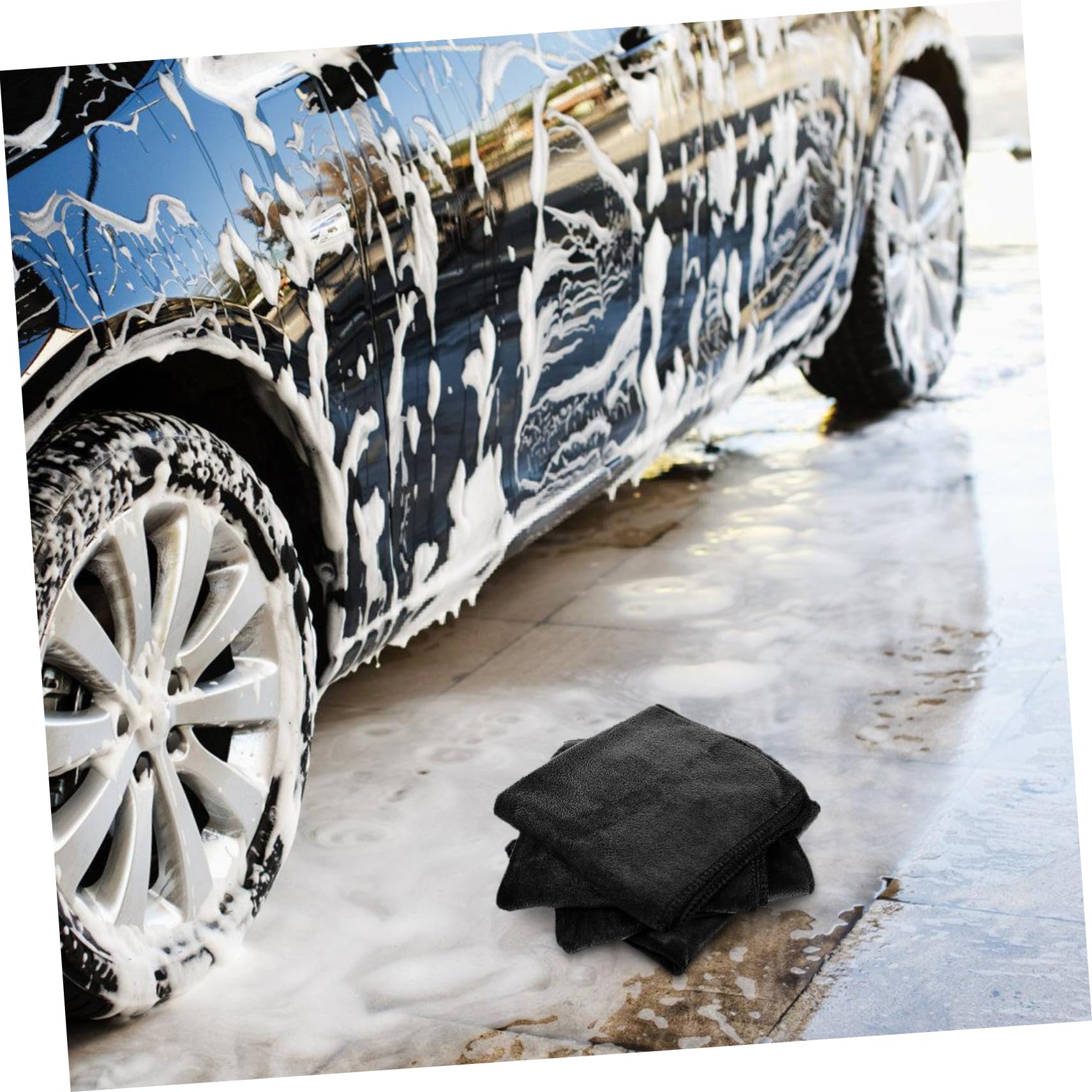 Mikinona 12er-Pack Mikrofaser-reinigungslappen Geschirrtücher Für Auto Und Küche Saugfähige Geschirrtücher Wiederverwendbare Waschlappen Schwarz 40 X 40 cm