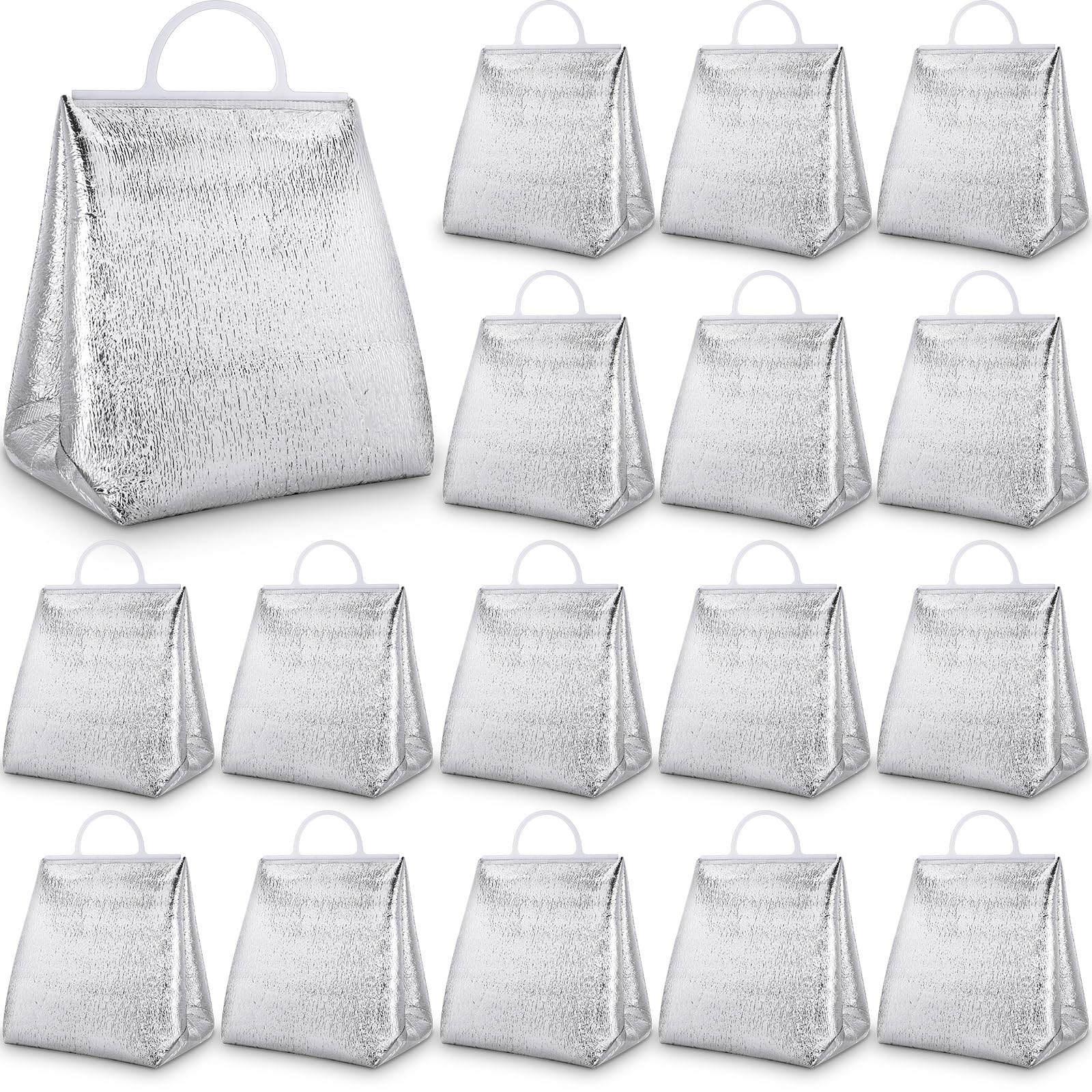 Zhehao 16 Pcs Hot Cold Food Insulated Bag Thermal Bag Shipping Reusable Lunch Bags Shopping Bags Food Bags Thermal Cooler for Fruit Meat Ice Cold Beers Keeps 3 Hours (12.2 x 11.42 x 7.48 Inch)