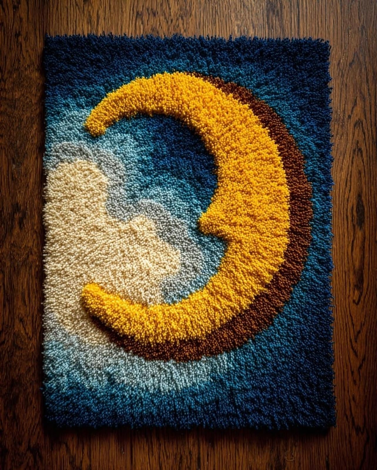 Wallphantom Latch Hook Kits Rugs,Cat on the Moon