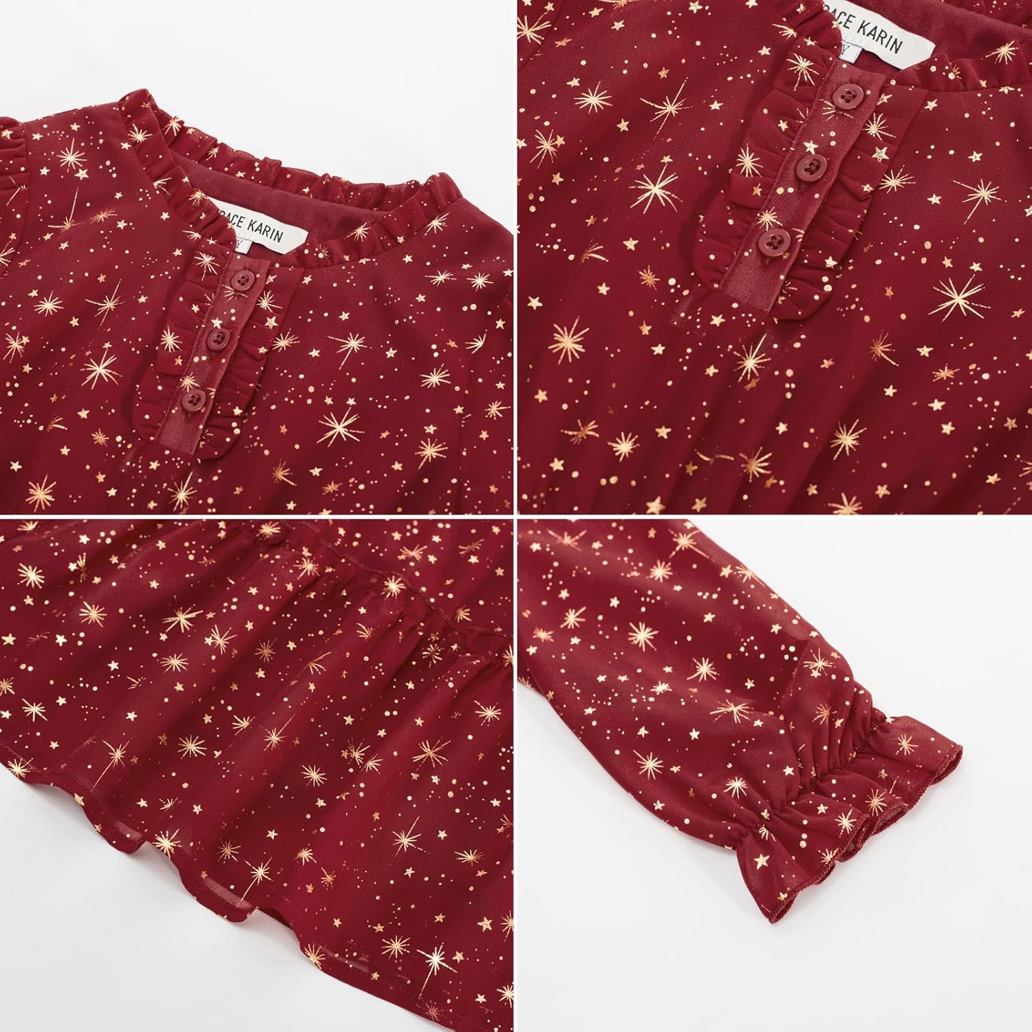 GRACE KARIN Girls Star Dress 6-14Y Christmas Fall Party Birthday School Holiday Long Sleeve Dresses - Image 8