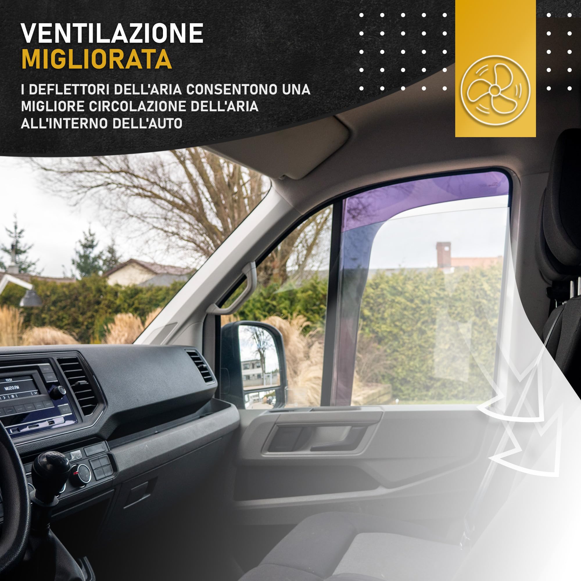 HEKO - Compatibile con Ford Transit Custom 2023+ ; Deflettori per Vetri Laterali; Anteriori; 2 pz; Deflettori d’Aria Antipioggia, Antiturbo, Oscurati, Aerodinamici; Installazione Rapida e Semplice