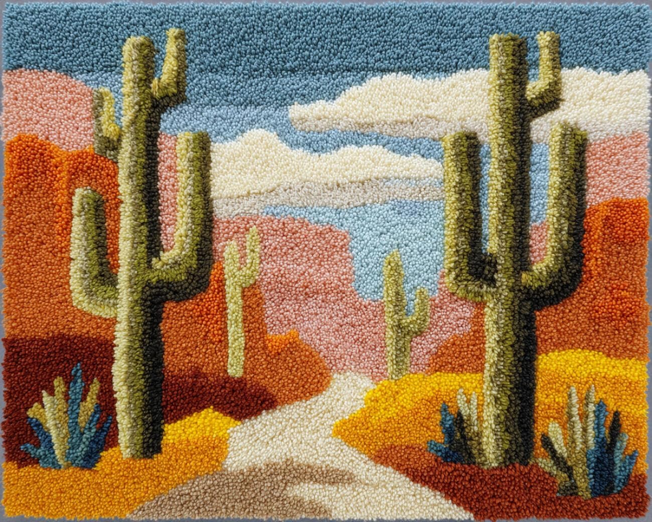 Henypt DIY Latch Hook Rug Kit Desert Cactus 80x160cm