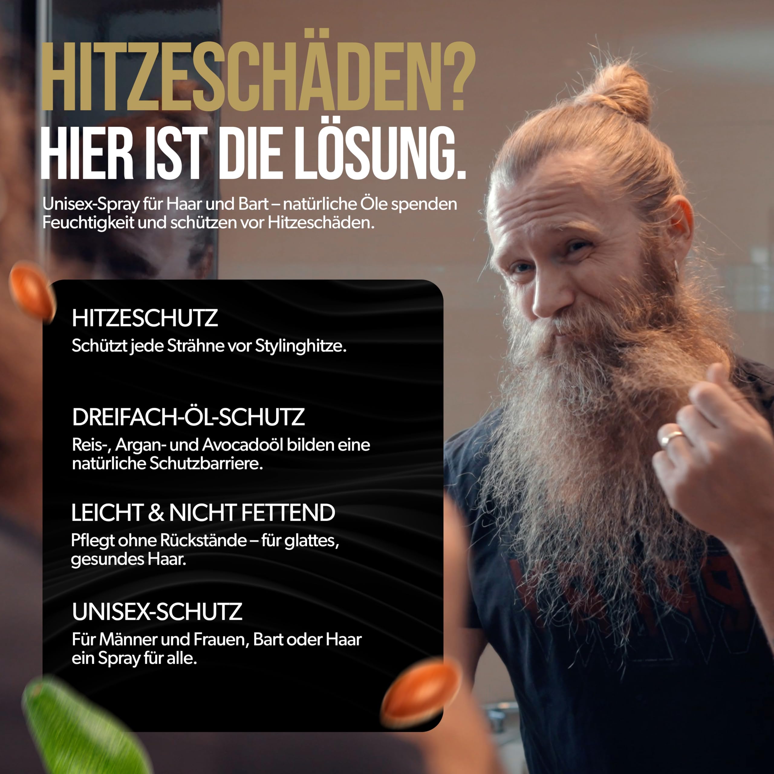 The Beard Struggle Hitzeschutzspray für Bart & Haar – Arganöl Spray schützt bis 230 °C – Bartpflege & Styling für Männer 120 ml