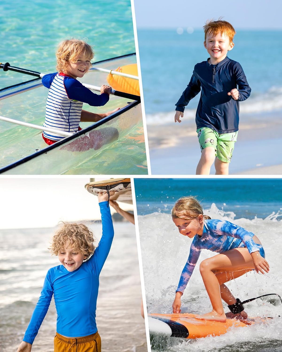 Boys Rash Guard Long Sleeve UPF 50+ Kids Swim Shirts Youth Quick Dry Sun Water Shirt for Fishing - Image 2