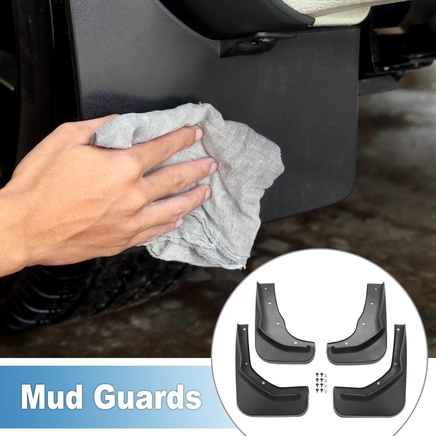 Mud Flap Splash Guard with Mount Accessories Front & Rear Side Mud Guard for Ford Escape S Plus 2013-2014 (Set of 4)