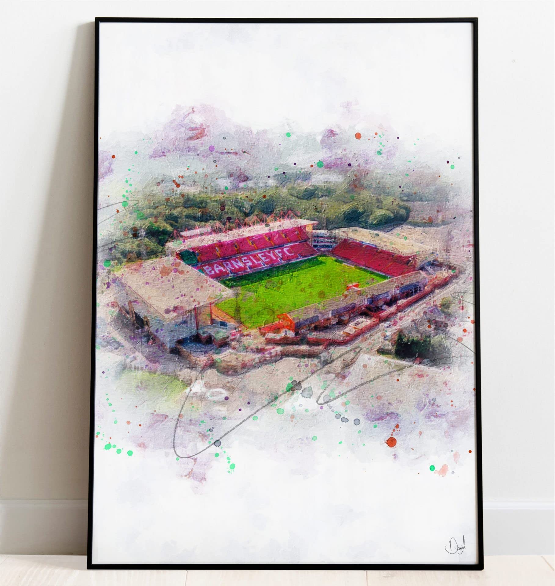 Ultras FC Barnsley Oakwell Stadium Oil Painting Art Print (A5 Giclee Print - Portrait)