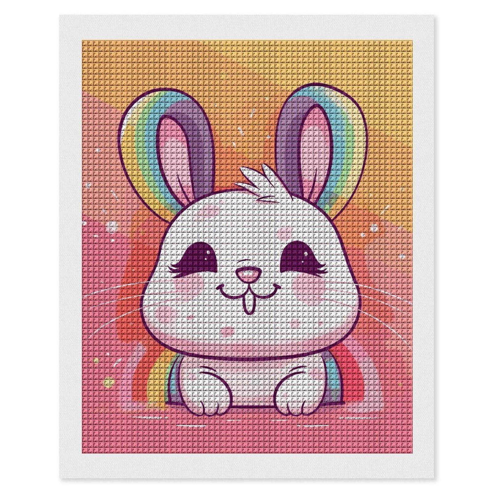 Chubby Rabbit Diamond Art Kits for Adults, DIY 5D Diamonds Painting Kits for Beginner, Round Full Drill Diamond Dots Painting, 16"x20" Diamonds Pictures Gem Art and Crafts Wall Decor