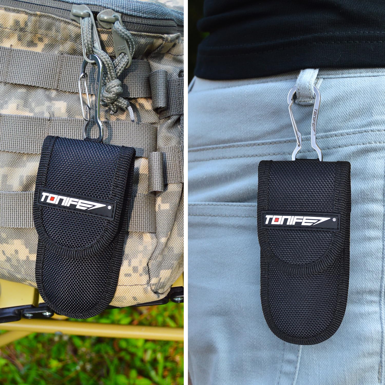 TONIFE Navaja de Bolsillo, EDC cuchillo plegable con clip de bolsillo Mosquetón Funda de nylon y 5 hojas intercambiables, para la supervivencia al aire libre Pesca Senderismo (Cian)