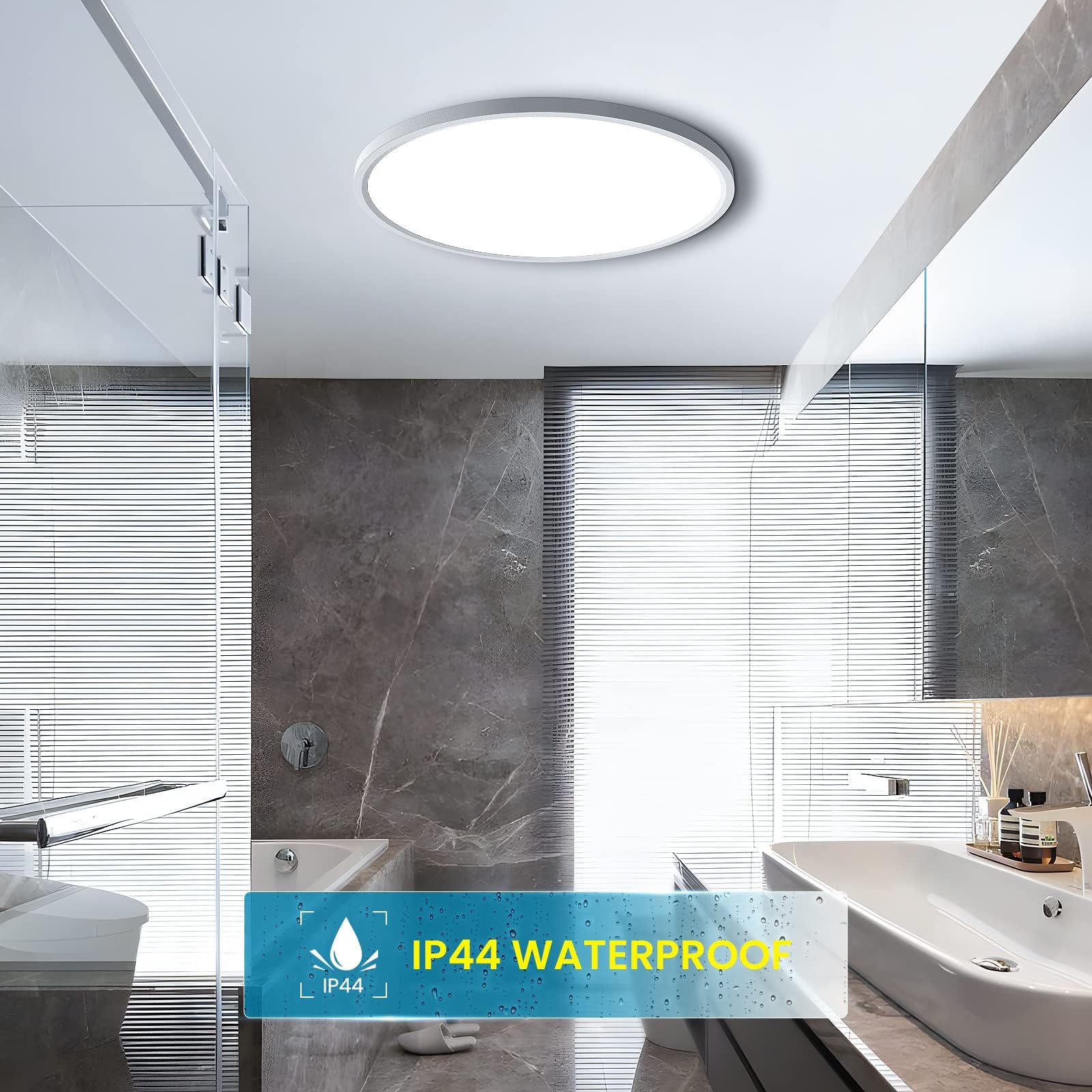 OTREN 2 x Round LED Ceiling Light 28 W, 6500 K, Modern Light, Indoor Lighting for Living Room Bedroom, Kitchen, Bathroom, IP44, Φ30 cm - Image 4