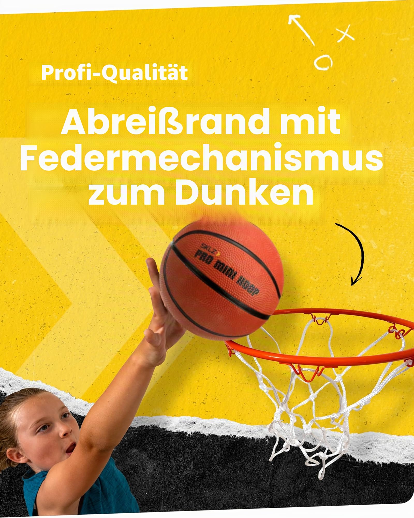 SKLZ Pro Mini Basketballkorb für Innenräume mit bruchsicherer Rückwand, Break-Away-Ring und Türhalterung- Der langlebige Türkorb für Homeoffice, Zuhause und Wohnheim