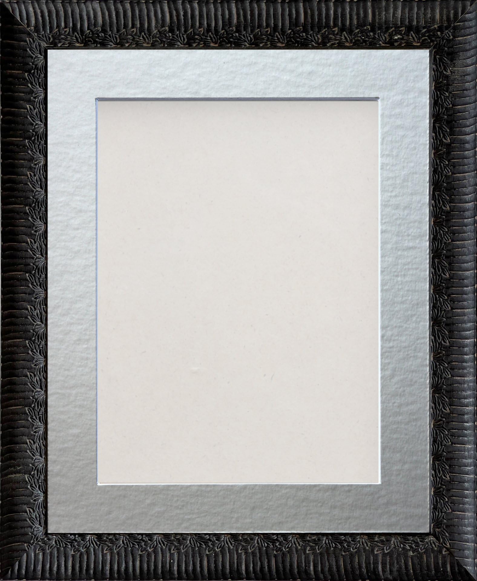 Frame Company Boleyn Black Ornate Decorative Wooden 9x7 inch Frame With Silver Mount for Image 6x4 inch *Choice of Sizes and colours* Fitted with Real Glass โ image 1