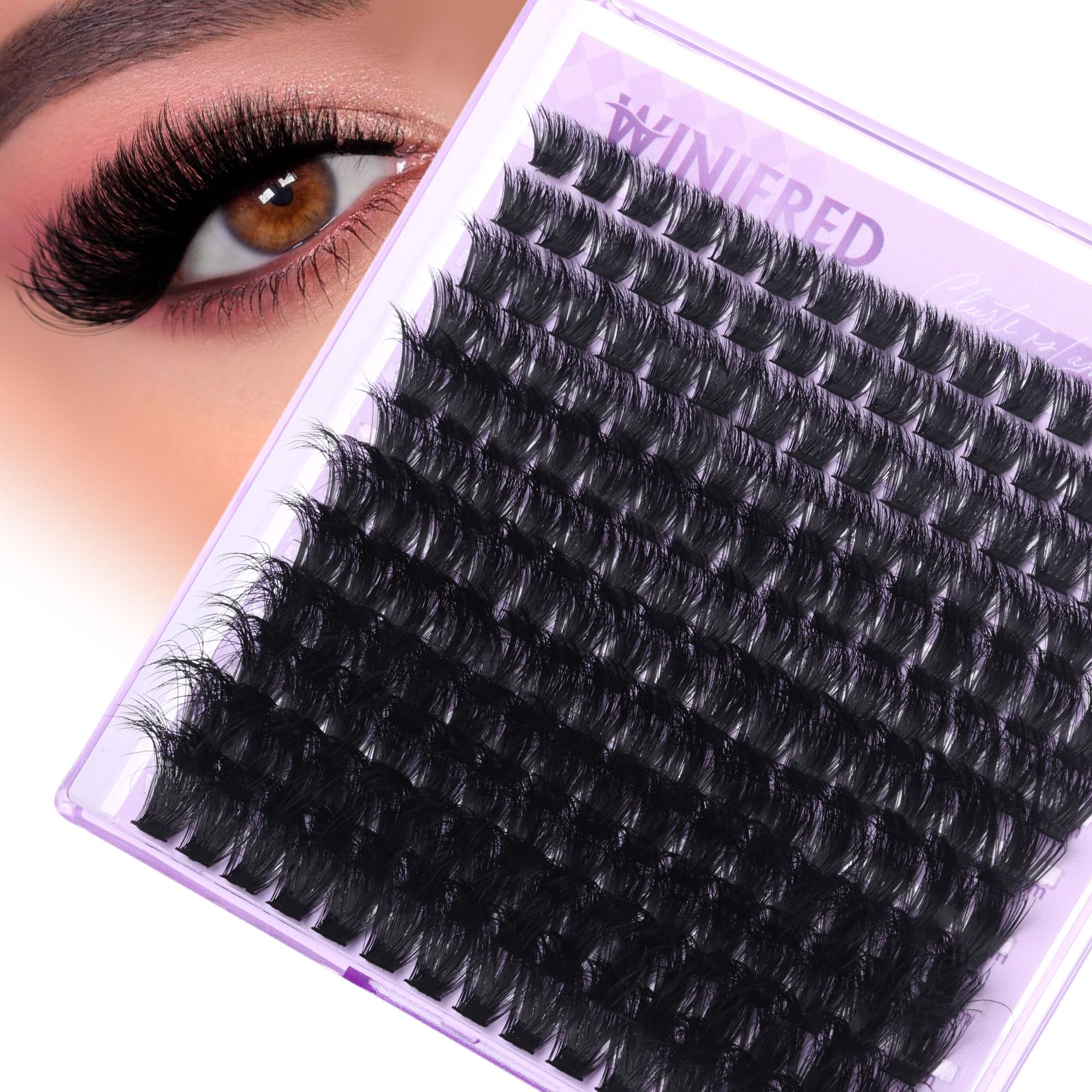 WinifredLash Clusters Eyelash Extension Thick Volume Individual Lashes 100D Lash Extension 18mm D Curvature Clusters Lashes Mink Lash Cluster DIY Extension Eyelash (180pcs)