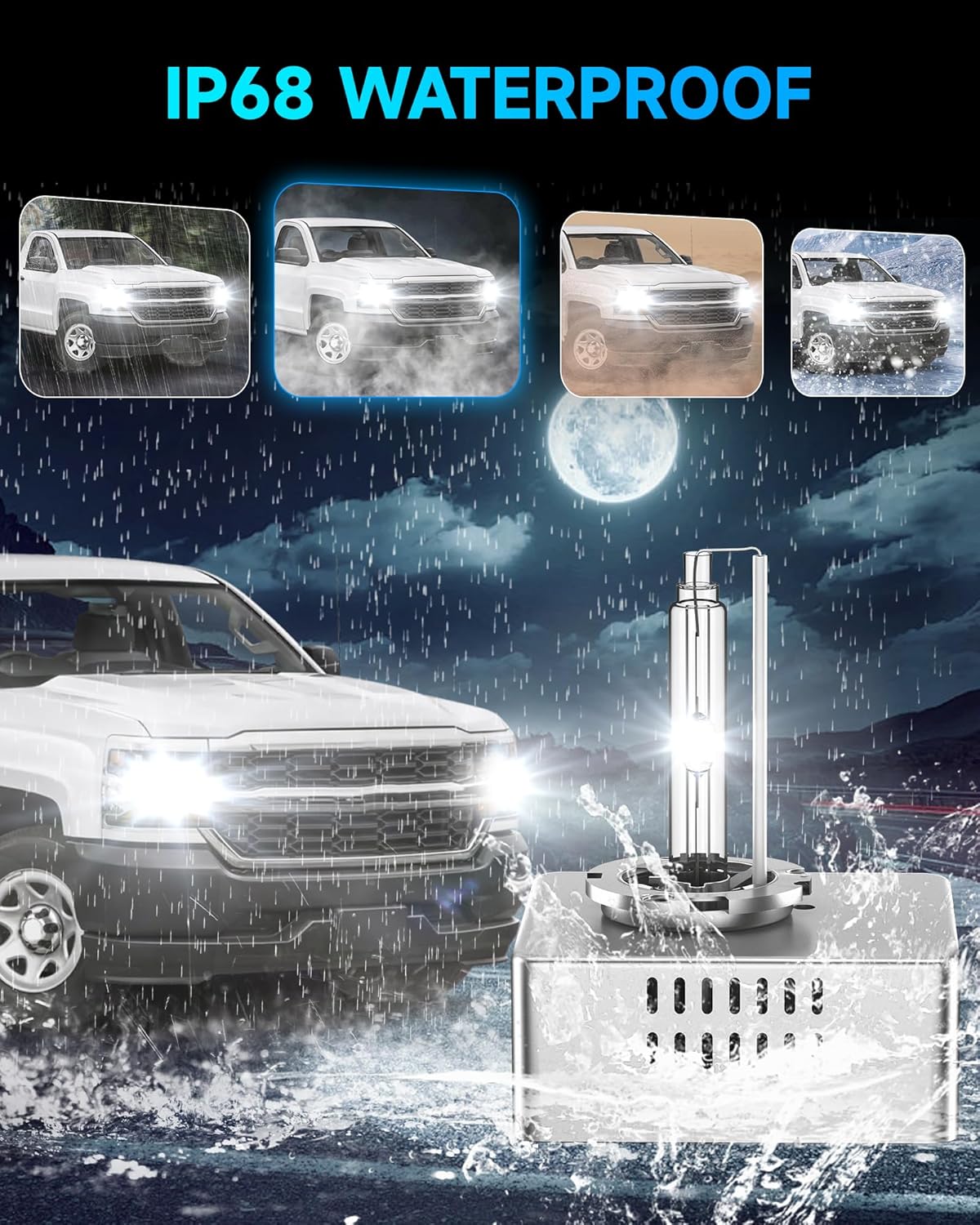Fit for Chevrolet 2016-2018 Chevy Silverado 1500 LT LTZ LS WT 2018-2021 Chevy Equinox D5S HID Xenon Headlight Bulbs, 350% Brightness, High Low Beam Light Bulb, 6000K Cool White, Pack of 2