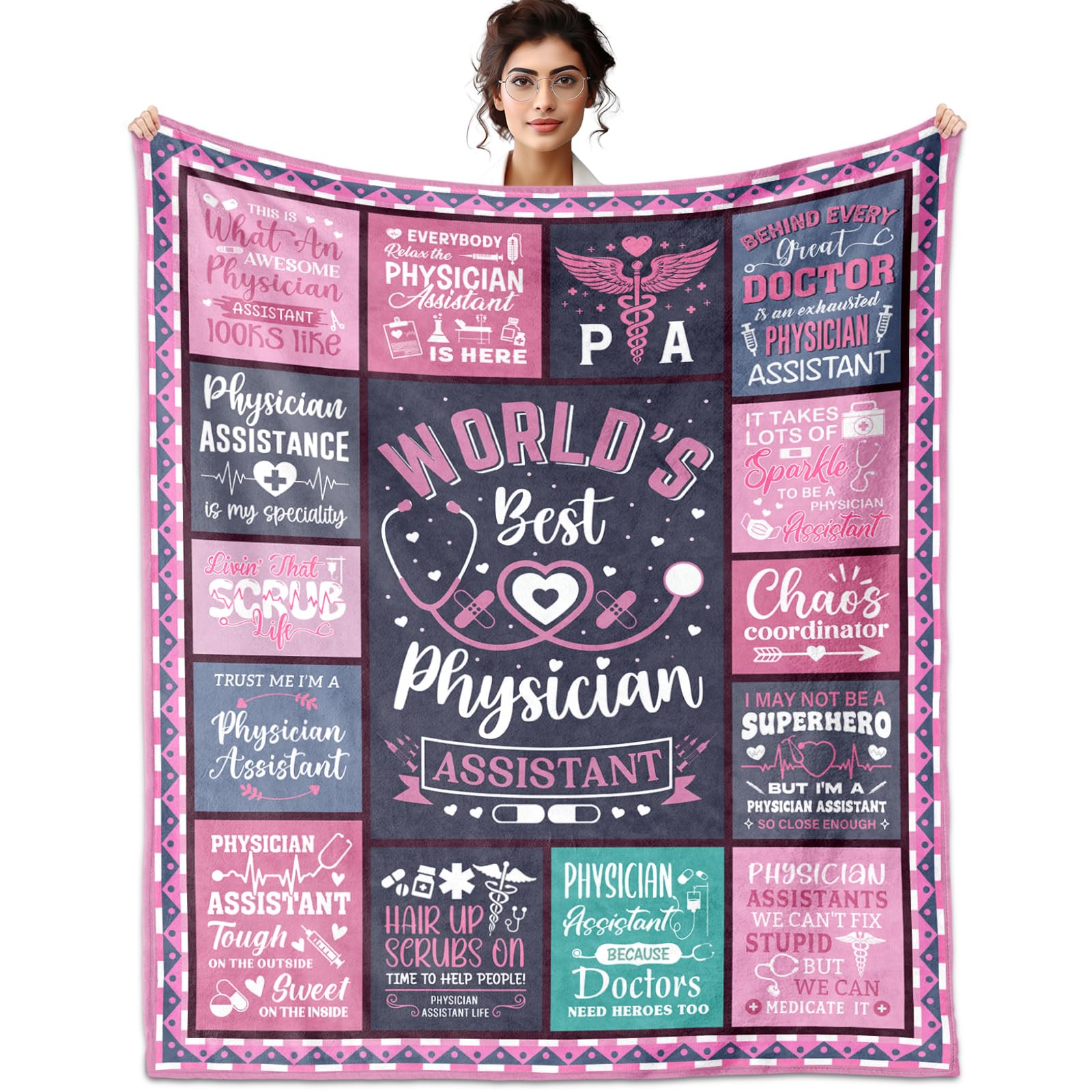 Physicians Assistant Gifts, Gifts for Physicians Assistant, PA Appreciation Gift Throw Blankets 60" x 50", Physicians Assistant for Women, PA Week Gifts, PA Gifts, PA Birthday Gifts
