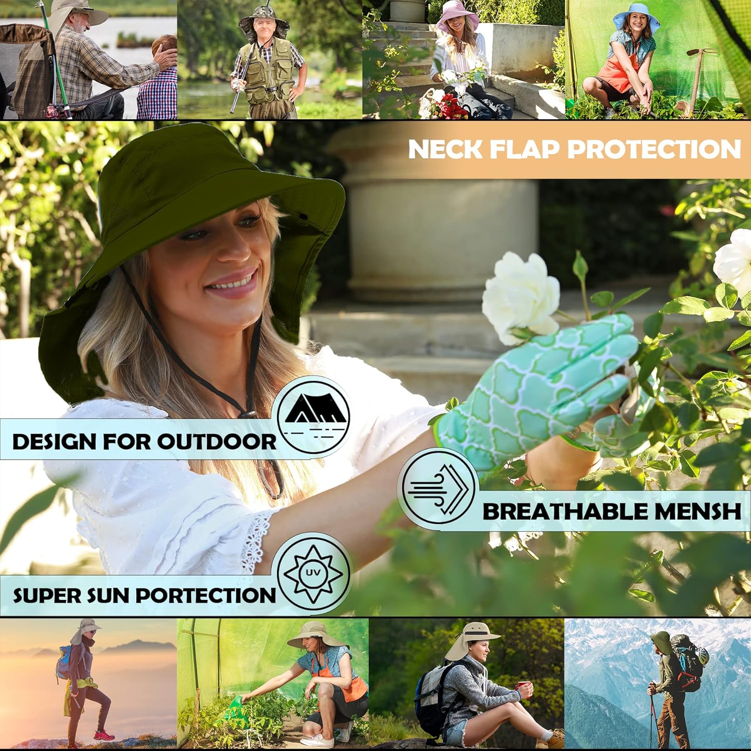 Solaris Sun Hat with Neck Flap, UPF 50 Sun Protection Lightweight Sun Cap for Men Women, Wide Brim Hat for Fishing Hiking - Image 6