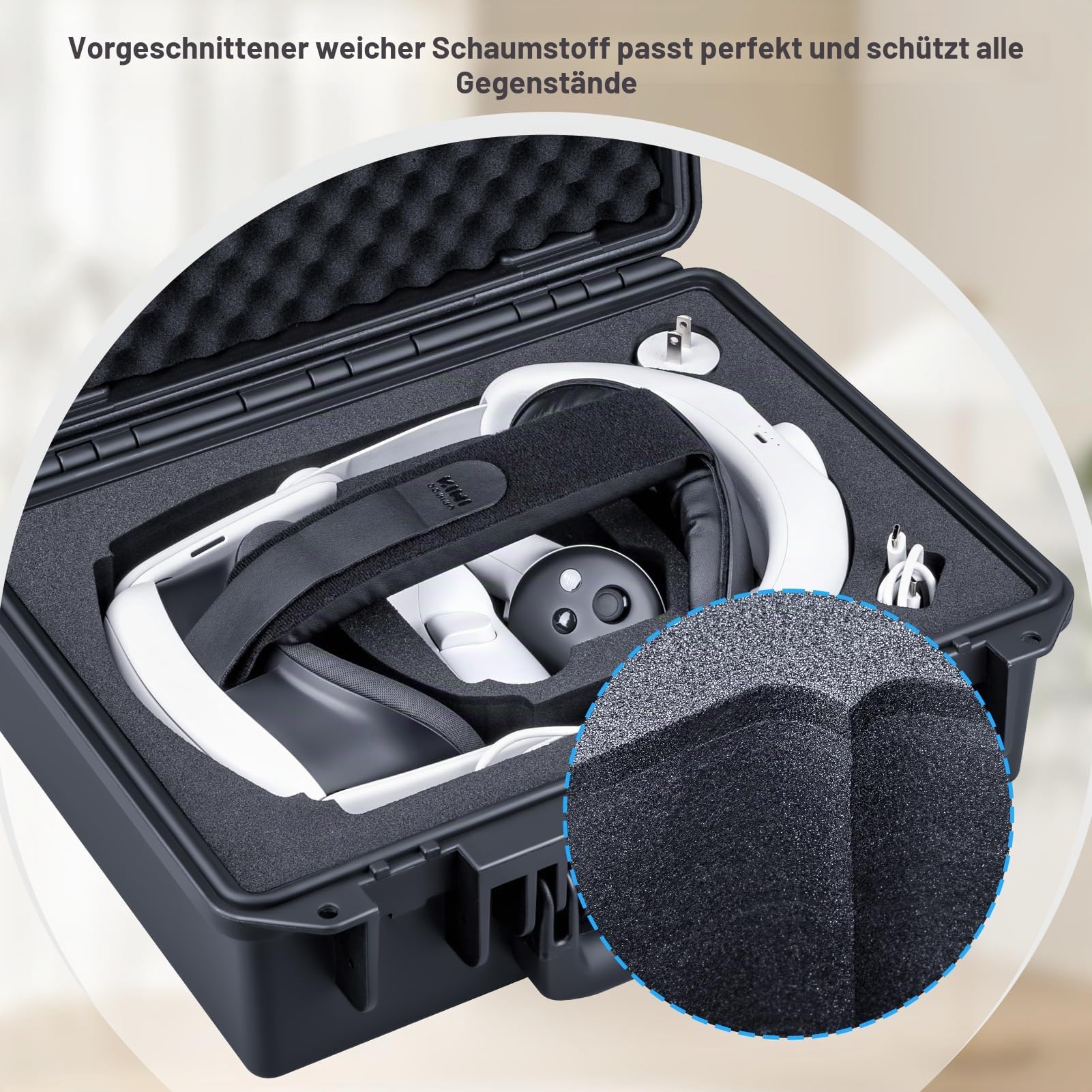 Lykus Titan OQ210 Wasserdicht Tasche Koffer für Quest 3S/Quest 3 und Kiwi Design K4 Kopfband mit Akku, besserer Schutz [NUR Koffer]