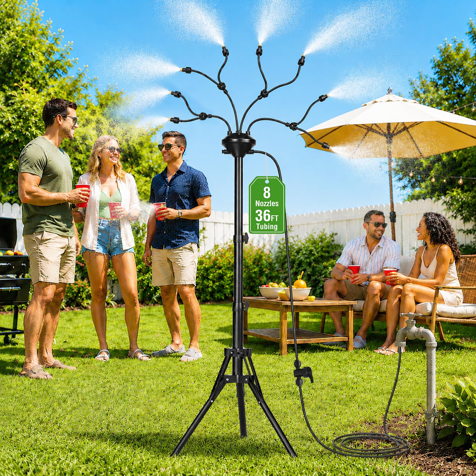 MIXC 8-Nozzles Standing Misters for Outside Patio