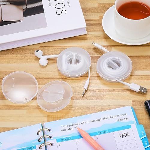 Miniatura 6 de Organizador de cables de carga portátil, soporte de cable de almacenamiento redondo, enrollador de cables retráctil, organizador de cables USB