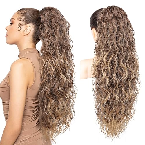 REECHO Ponytail Extension 30" Long Claw Clip Ponytail Extension Curly