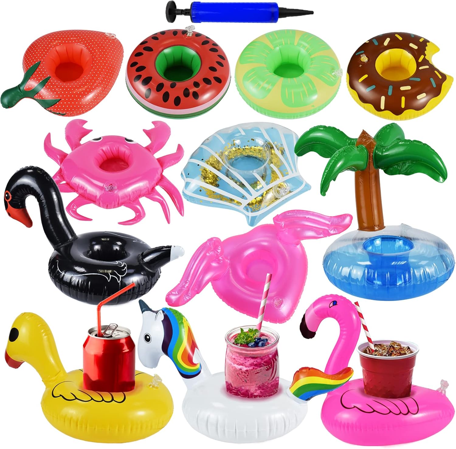 Inflatable Drink Holders 12 Pack Pool Drink Floats
