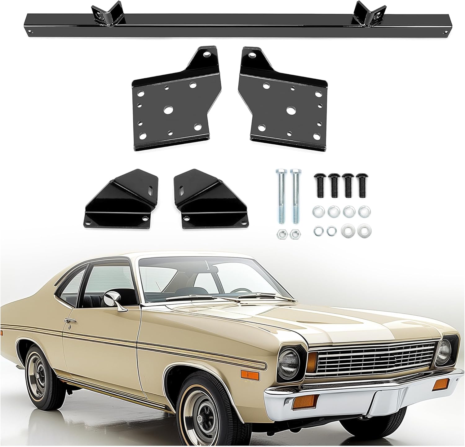 KUAFU Rear Shock Crossmember Relocation Kit Compatible with 1967-1974 Chevy Chevrolet Nova Camaro Pontiac Firebird Rear Shock Mount