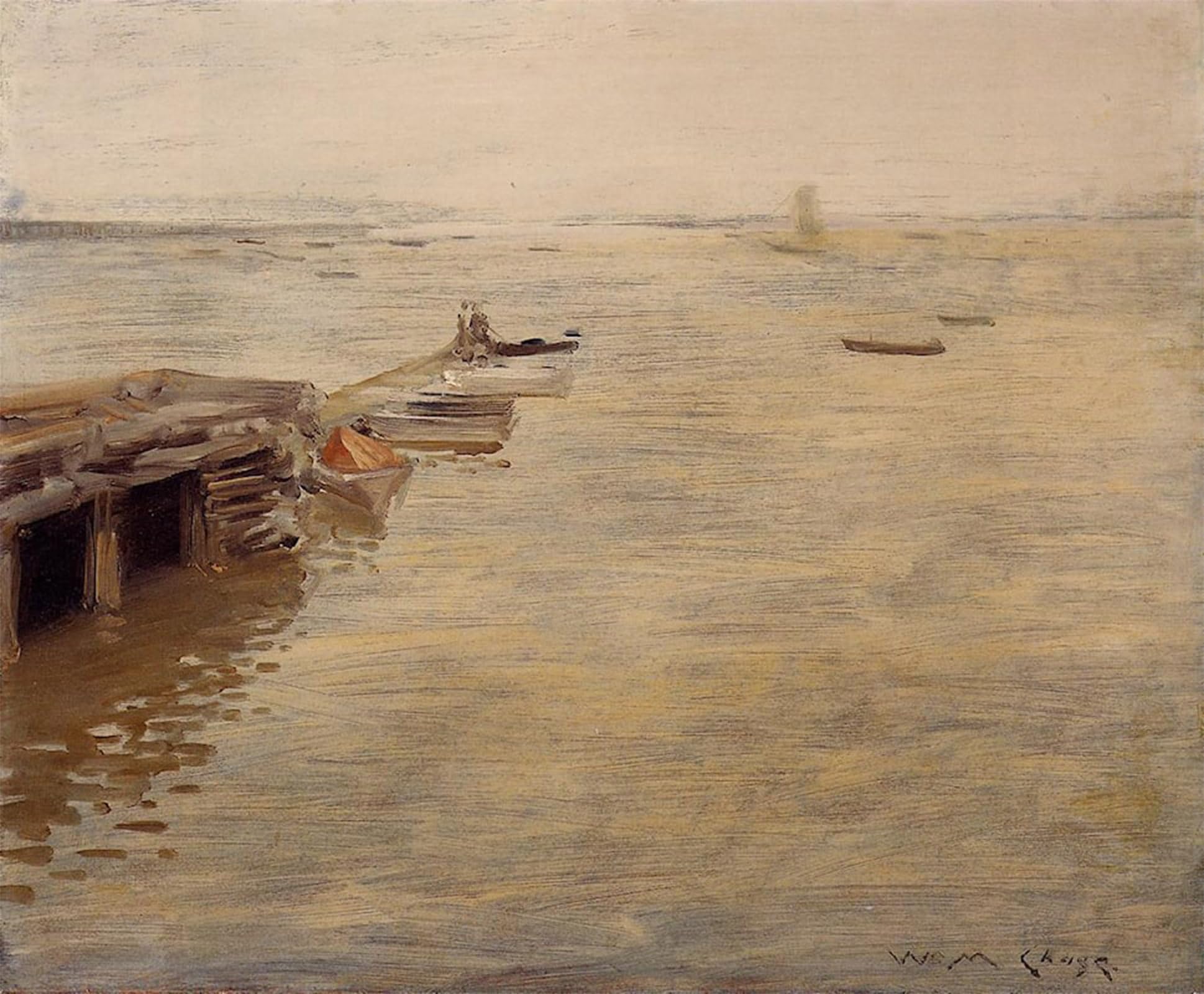Serendipitp No Frame Abstract Painting Mural Print Picture Wall Decor Painting Seashore By William Merritt Vintage Wall Artwork For Home Decor 60X90cm