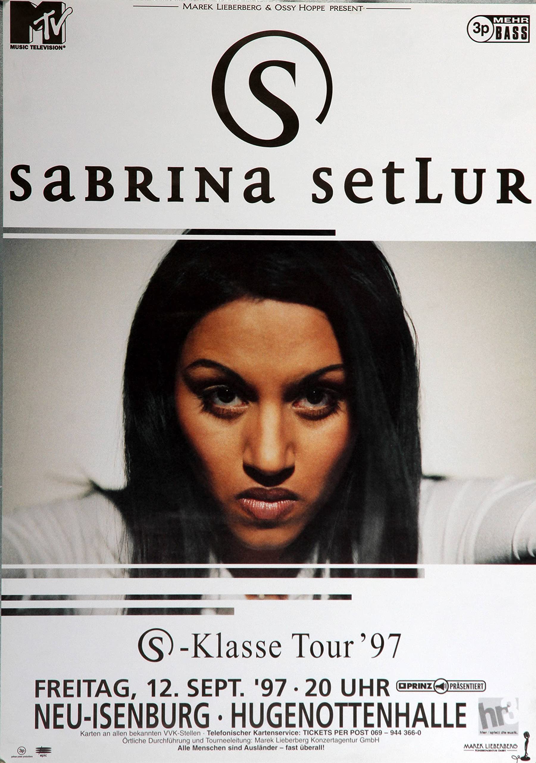 Premium Poster/Plakat | DIN A1 | Wanddeko | Live Konzert Veranstaltung » Sabrina Setlur - S - Klasse Tour ´97, Neu Isenburg 1997 «