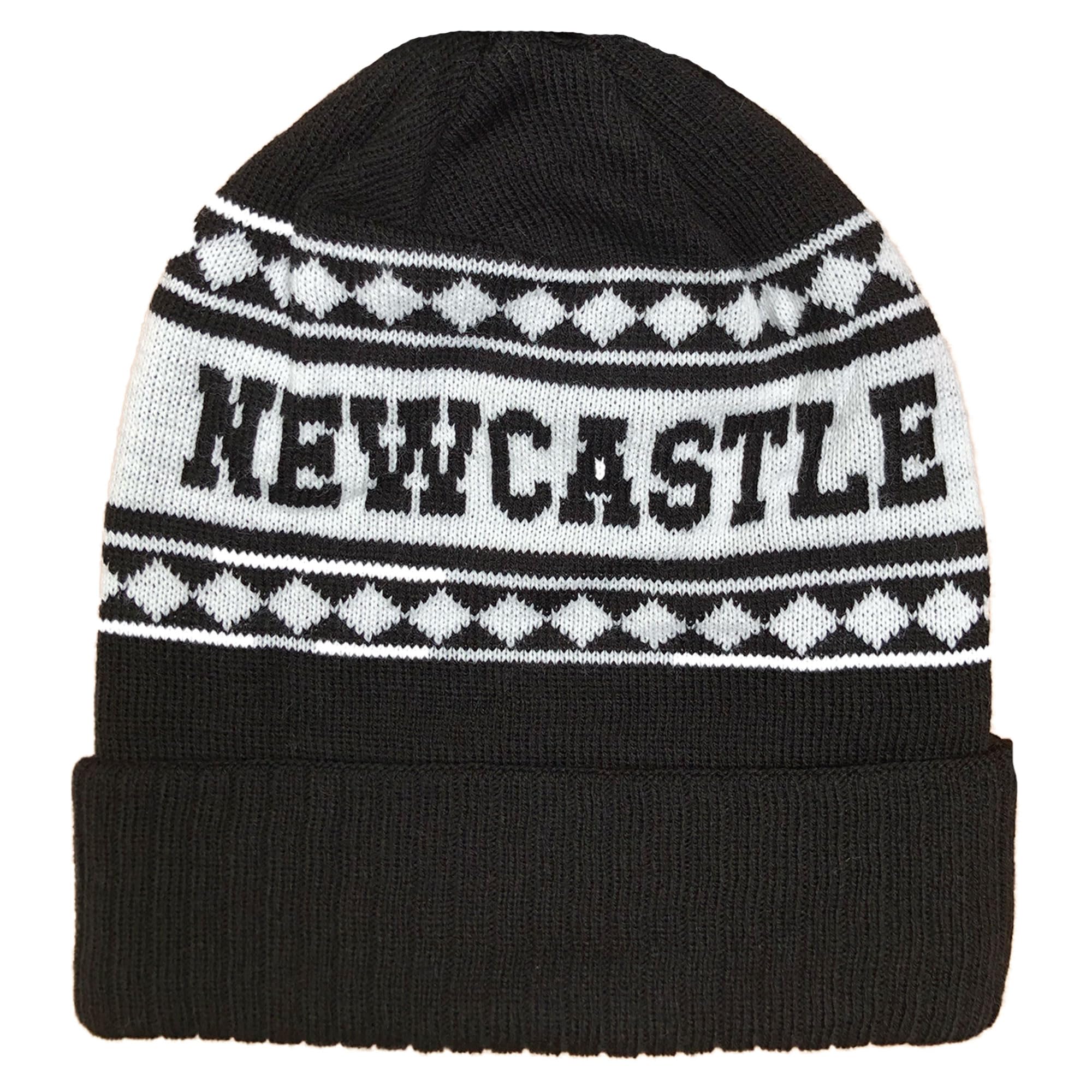 Beyond Happy Newcastle Black and White Ski Hat - Stylish Winter Beanie for Geordies - Ultimate Football Hat for Comfort and Warmth (UK, Alpha, One Size, Bronx Hat)