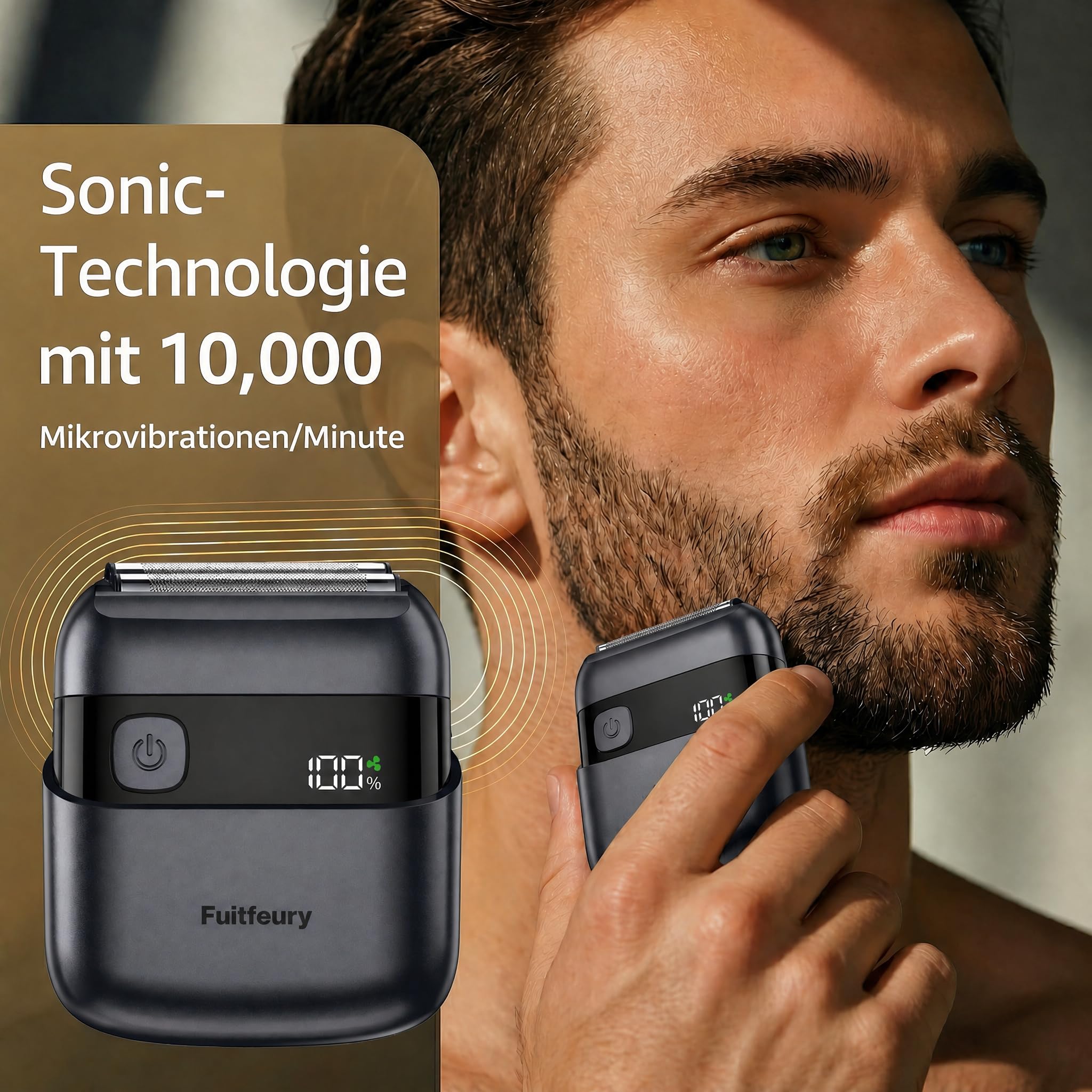 Elektrischer Folienrasierer: Tragbarer Mini-Elektrorasierer für Bart & Gesicht – IPX7 wasserdicht, kabellos, LED-Display, USB-C-Schnellladung, Präzisionsklingen für Reisen & Zuhause Schwarz