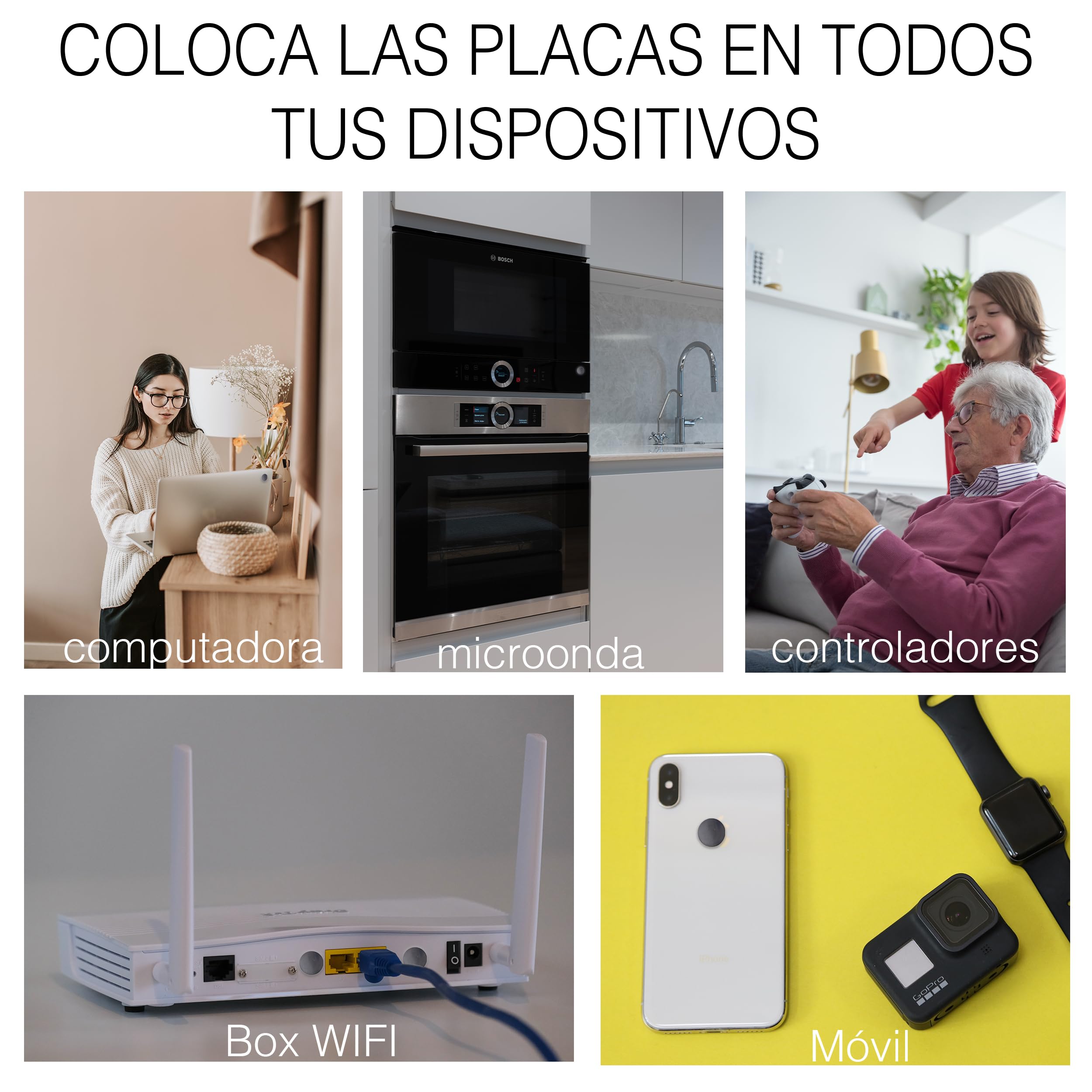 Lote de 6 pastillas de parche adhesivo de shungite piedra natural lithotherapie - piedra natural de protección anti ondas electromagnéticas para su teléfono móvil, wifi