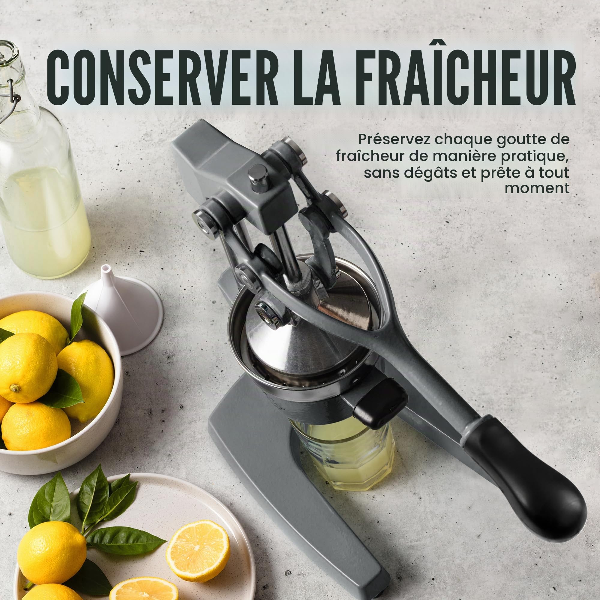 Zulay Kitchen Presse-agrumes Manuelle en Fonte, Presse de Jus Presse d'Oranges Manuelle pour Agrumes, Robuste Presse de Fruits en Acier Inoxydable, Extracteur de Jus en Fonte, Entsafter Manuel pour
