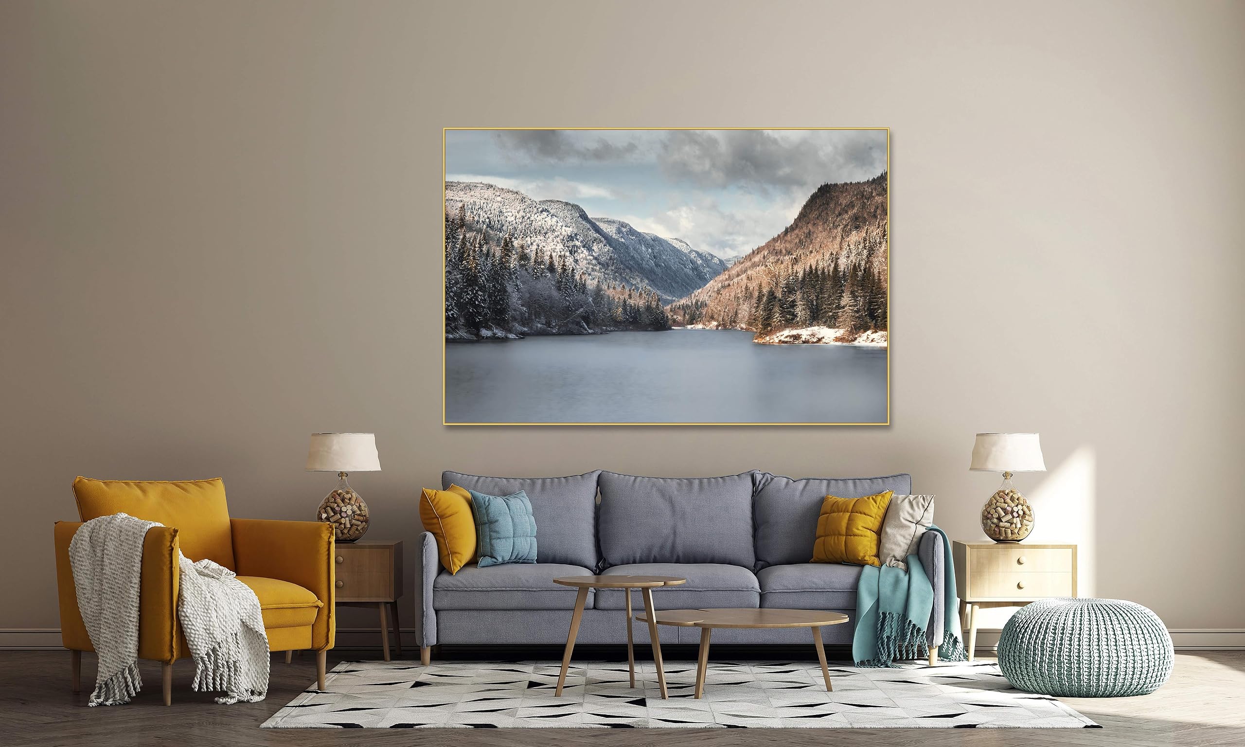 NHLDZYH Mountain Lake Płótno Sztuka Ścienna-Natura Obrazy Malarstwo-Grafika Krajobraz Natura Zdjęcia do biura Dekoracja ścienna do domu (Jezioro Śnieg Góry Sceneria 08) 30 x 45 cm - 11,8 x 17,7 cala
